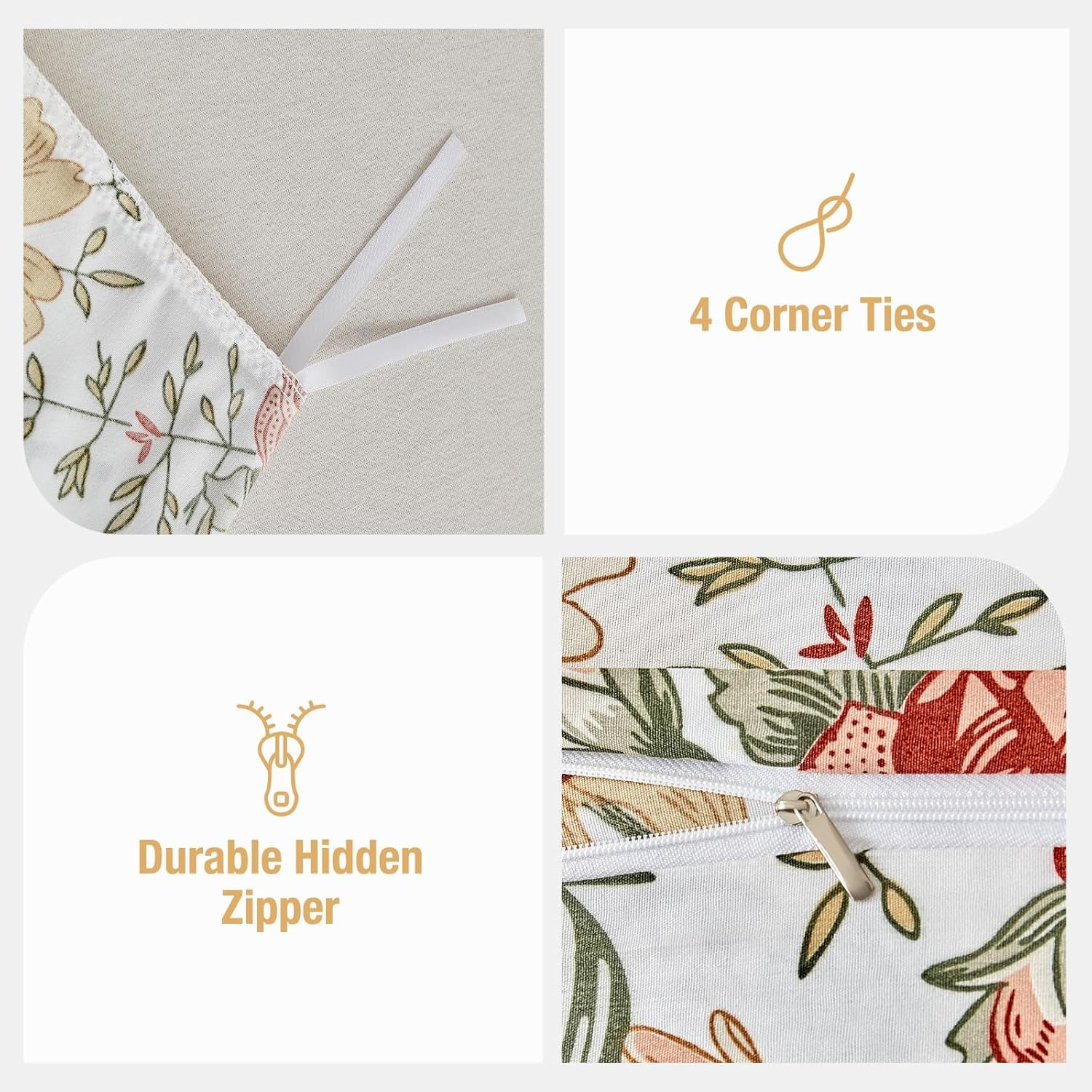 Tokokimo Duvet Cover 220 X 240 Cm with 2 Pillowcases 65 X 65 Cm - Colourful Floral Pattern - 100% Microfibre Bedding Set 220 X 240 Cm for Adults with Zips