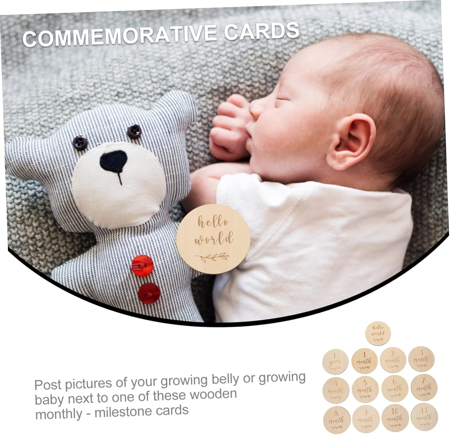 Toddmomy 13Pcs Baby Monthly Cards and Growth Commemorative Cards for Infant Photography Wooden Baby Announcement Milestone Set for Newborns and Toddlers image number 4