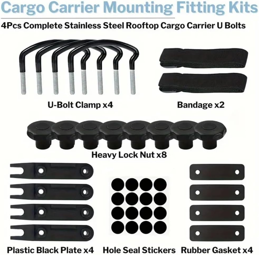 4PCS Universal Roof Box U-Bolt Clamps Cargo Carrier Roof Rack Bracket Van Mounting image number 2