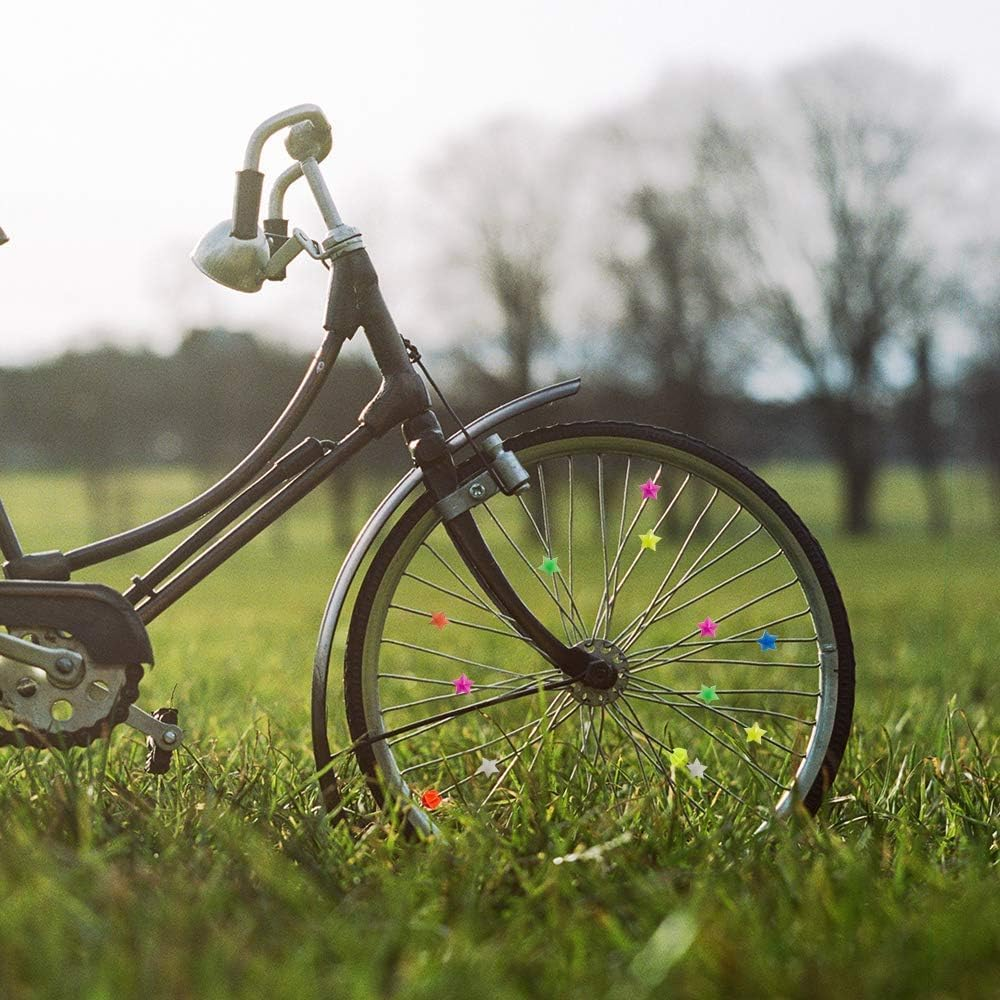 LYSAIMG 216 Pcs Assorted Colors Bike Spokey,Bicycle Wheel Spoke Bead,Bicycle Clip round Beads and Star Wheel Spokes Accessories for Bike Decorations image number 5