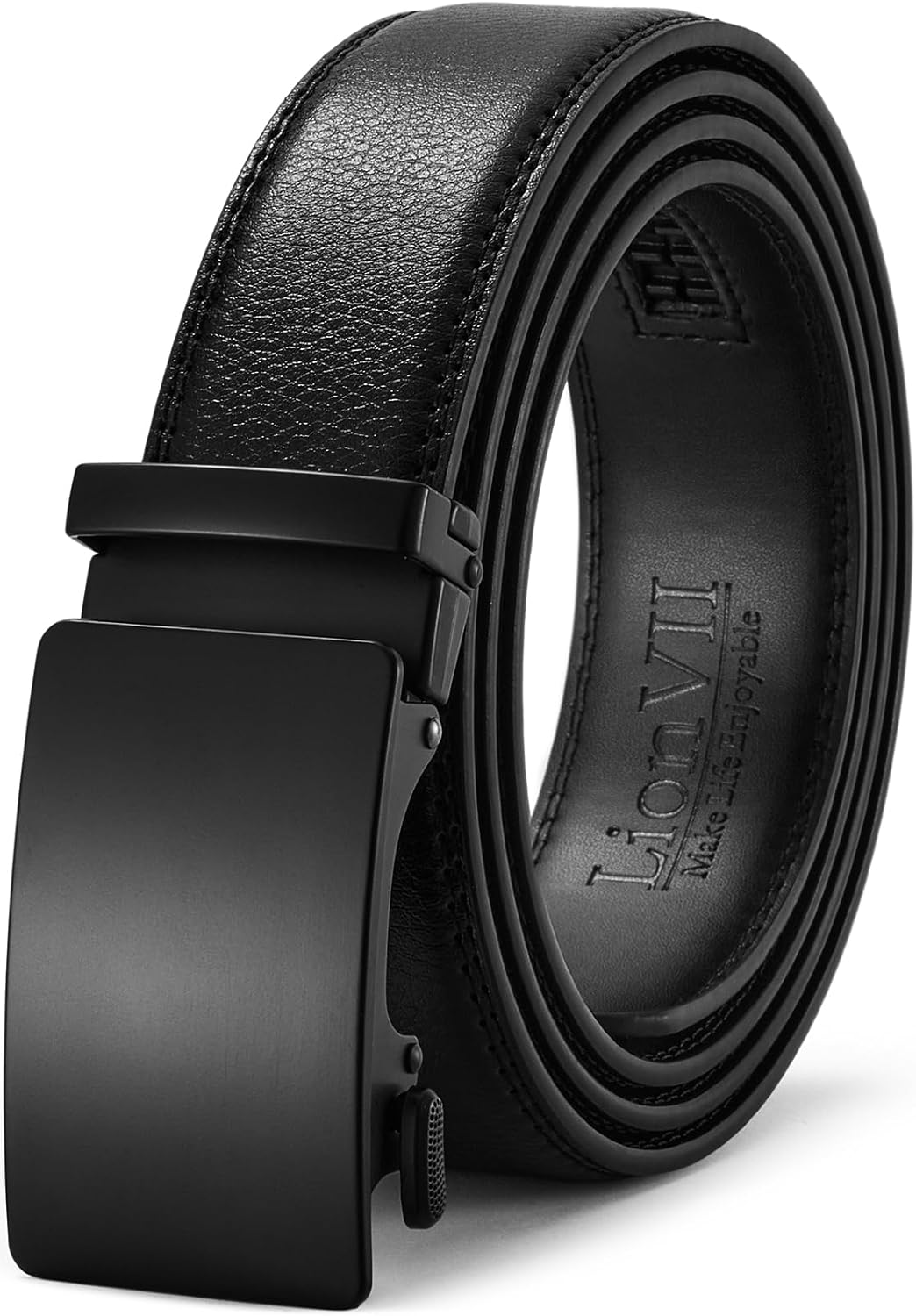 Lionvii Men'S Ratchet Belt - Genuine Leather Belt for Dress and Casual with Automatic Buckle, Adjustable Trim to Fit 29"-50"(35Mm Wide)