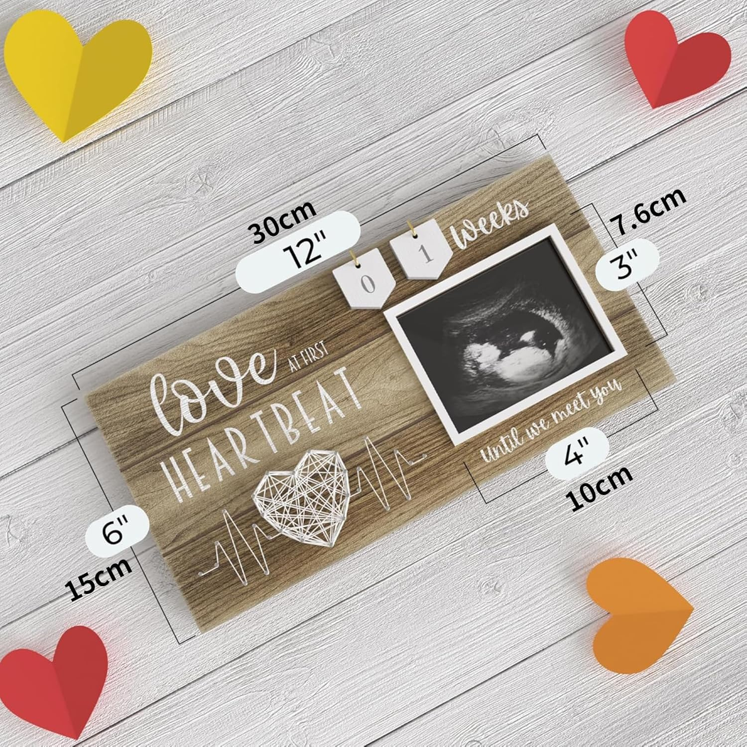 RIKONDA Countdown Sonogram Frame with Wooden Week Plaques - 10X15Cm Pregnancy Keepsake for Ultrasound Photos, Baby Shower & Nursery Decor (450G) image number 4