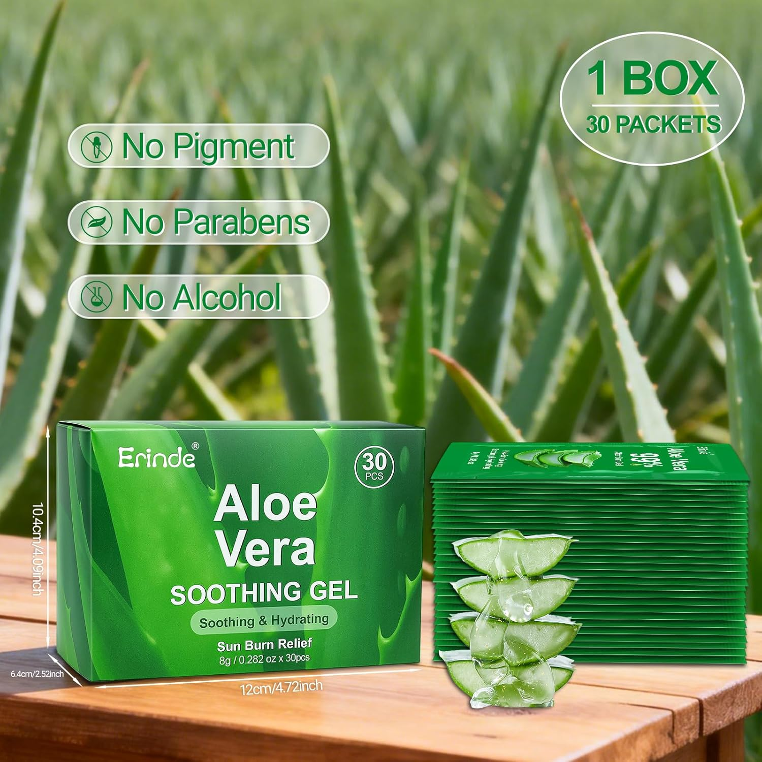 Erinde Aloe Vera Gel | 99% Pure Natural Aloe Gel for Moisturizing Face Skin & Hair Care,Durable Moisturizing Hydrating Soothing, Non-Sticky 30 PC Travel Size, after Sun Soothing Care image number 6