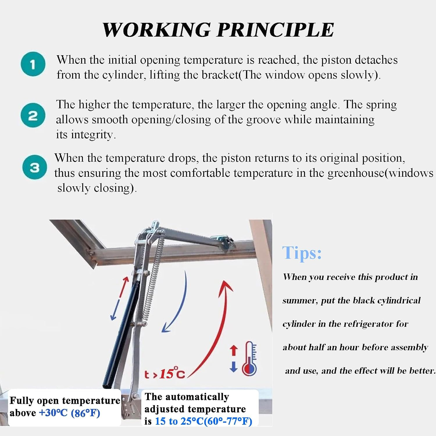 2 Pcs Automatic Greenhouse Window Opener Auto Vent Opener Roof Vent Opener Auto Vent Kit Solar Heat Sensitive Agriculture Gardening Tools and Supplies (Dual Spring Lifts 15 Lbs) - 2 X Auto Roof Vent Opener (Single Spring) image number 2