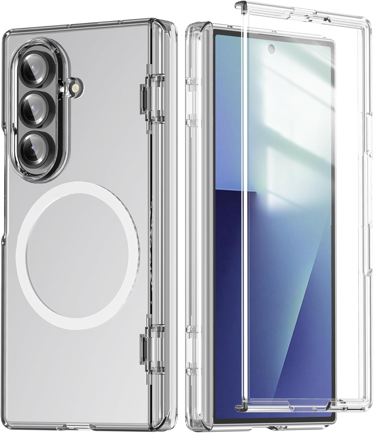 Vrythn for Z Fold 7 Case with Screen Protector, Compatible with Wireless Charging, Full-Body Coverage Hinge Protection, Shockproof Rugged Phone Case for Galaxy Z Fold7, Transparent