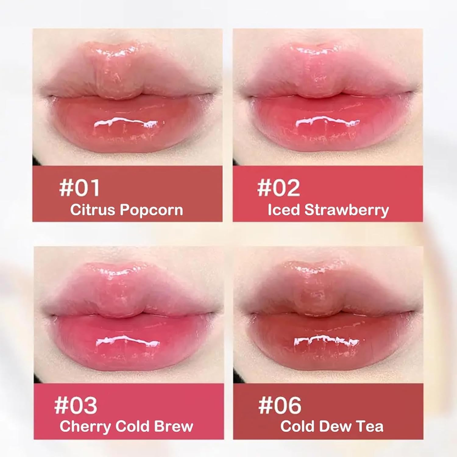 Ice Water Lip Gloss Jelly Moisturizing Lip Gloss,Ice Iron Watery Lip Glosstransfer Proof Jelly Hydrating Lip Oil Gloss,Moisturizing Nonstick Tinted Gloss Lip Oil - 02 Amber Iced Tea image number 6