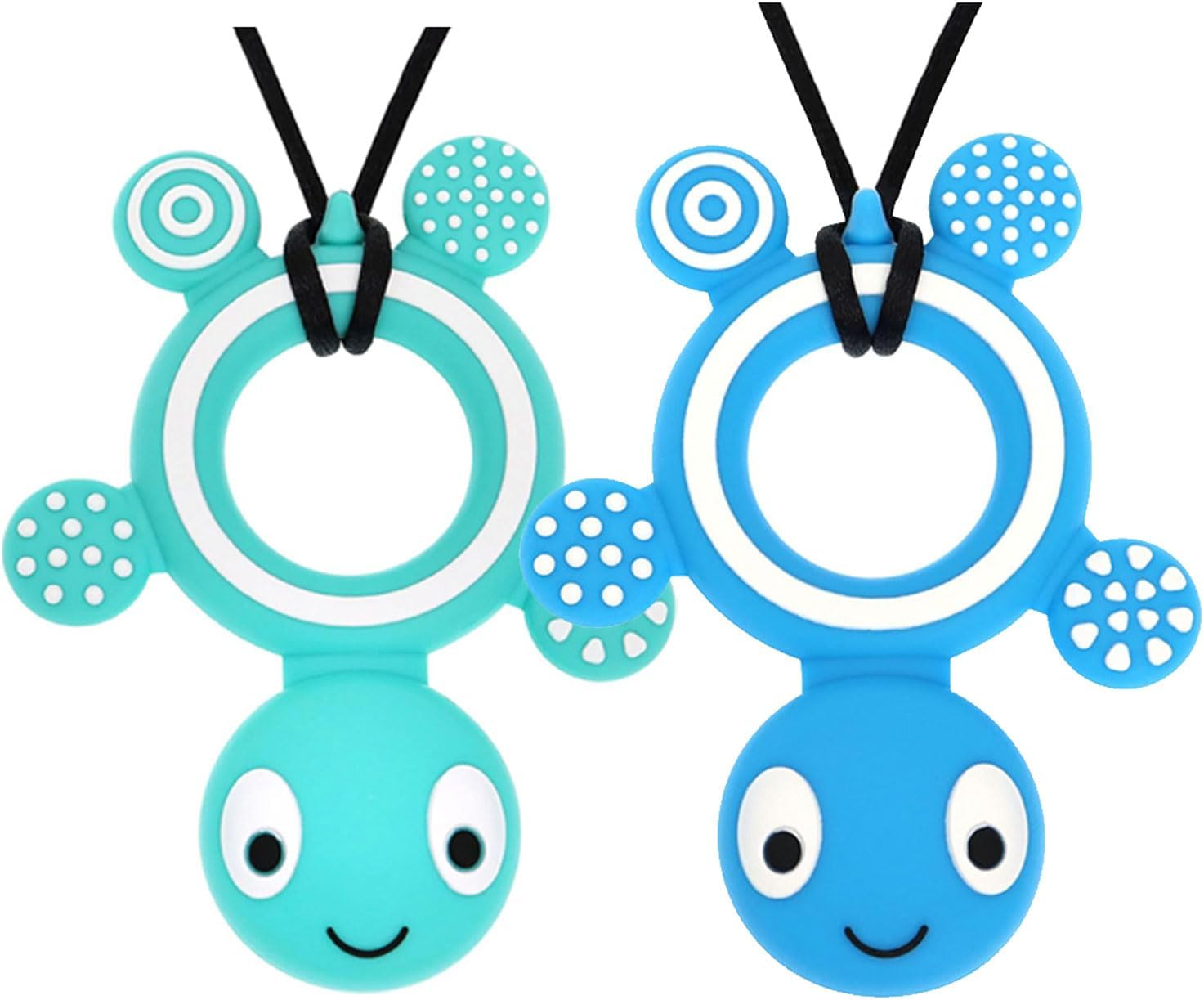 Panny & Mody Australian Local Manufacturer Sensory Chew Necklace for Kids Boys Girls, Silicone Tortoise Pendant Teething Necklace for Toddler Boys Children with Anxiety Autism ADHD Oral Motor, Chewable Jewellery - Blue