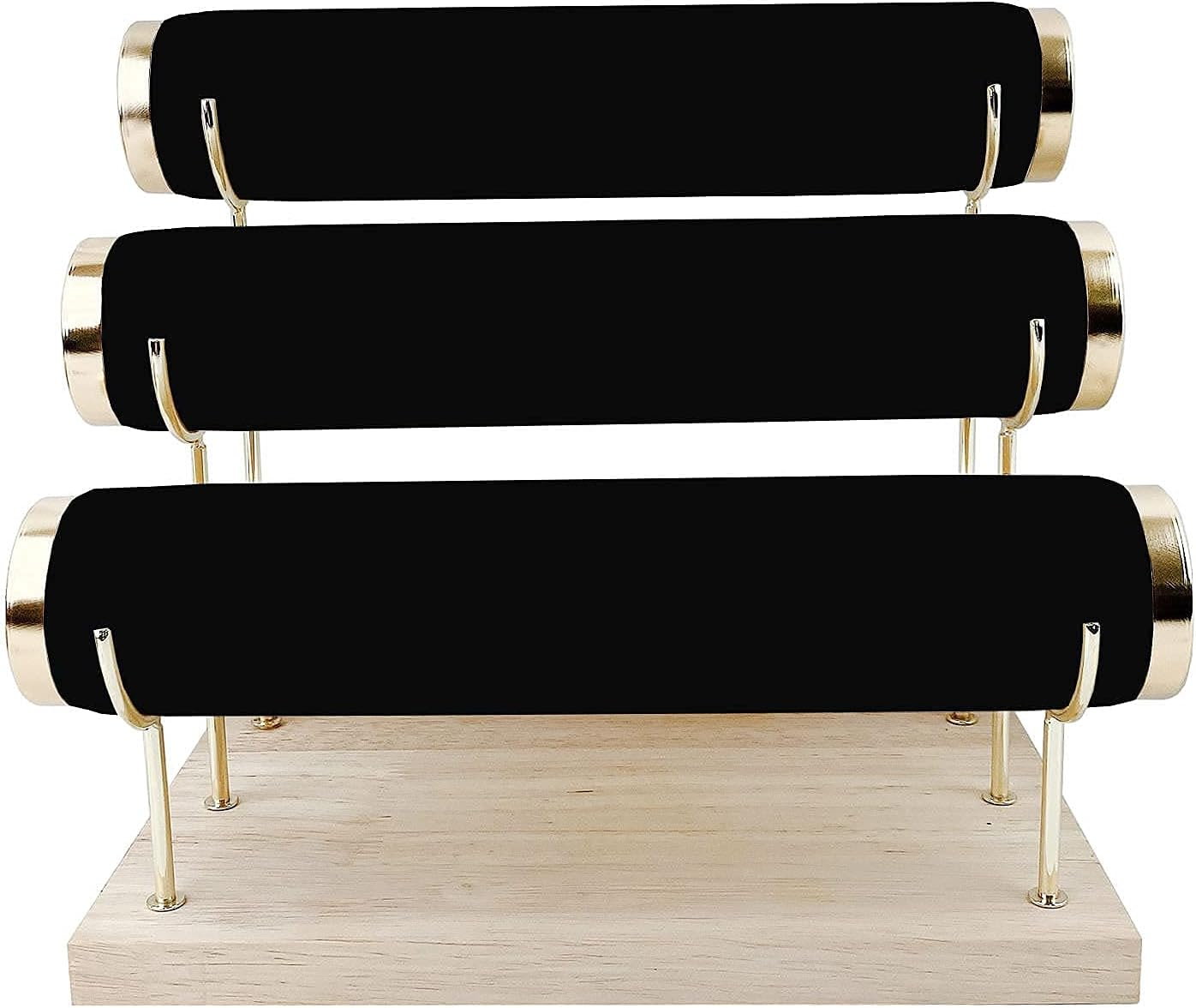 Jewelry Towers with Three Tier Racks, Detachable Black Velvet Gilt-Edging Bracelet Display Stand - Green image number 2