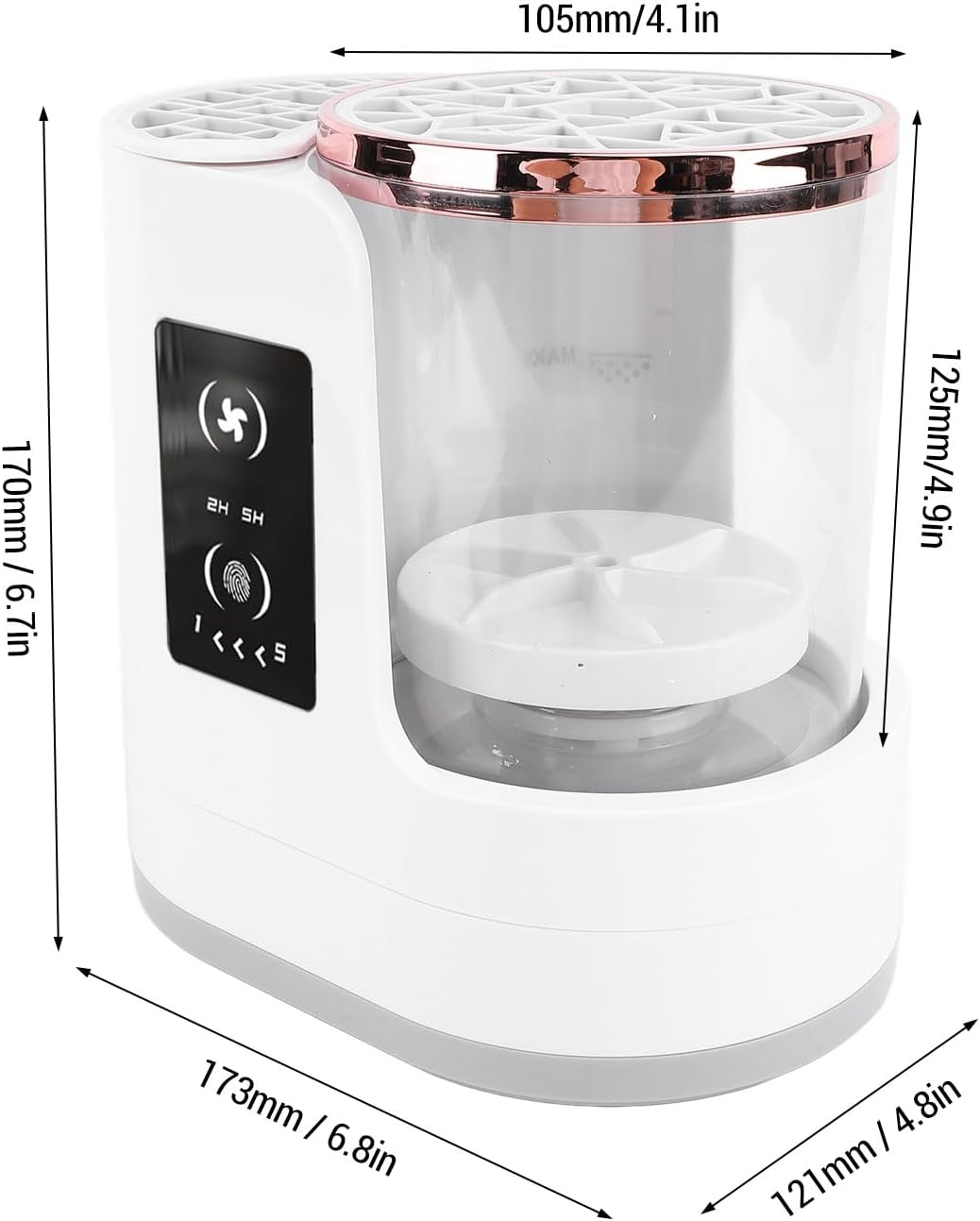 Electric Makeup Brush Cleaner, Cosmetic Brush Cleaner, Detachable Makeup Brush Cleaner Dryer Machine with 2H 5H Timer, Automatic Makeup Brush Cleaner for All Size Makeup Brush