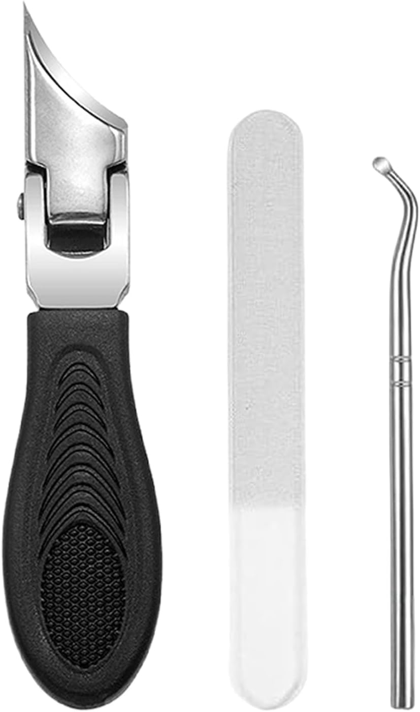Curved Toenail Clippers - Wide Jaw Beveled Edge Toenail Trimmer | Anti-Slip Ergonomic Slant Trimming Tool, Precision Trimmer Manicure Set for Travel Home Salon Use