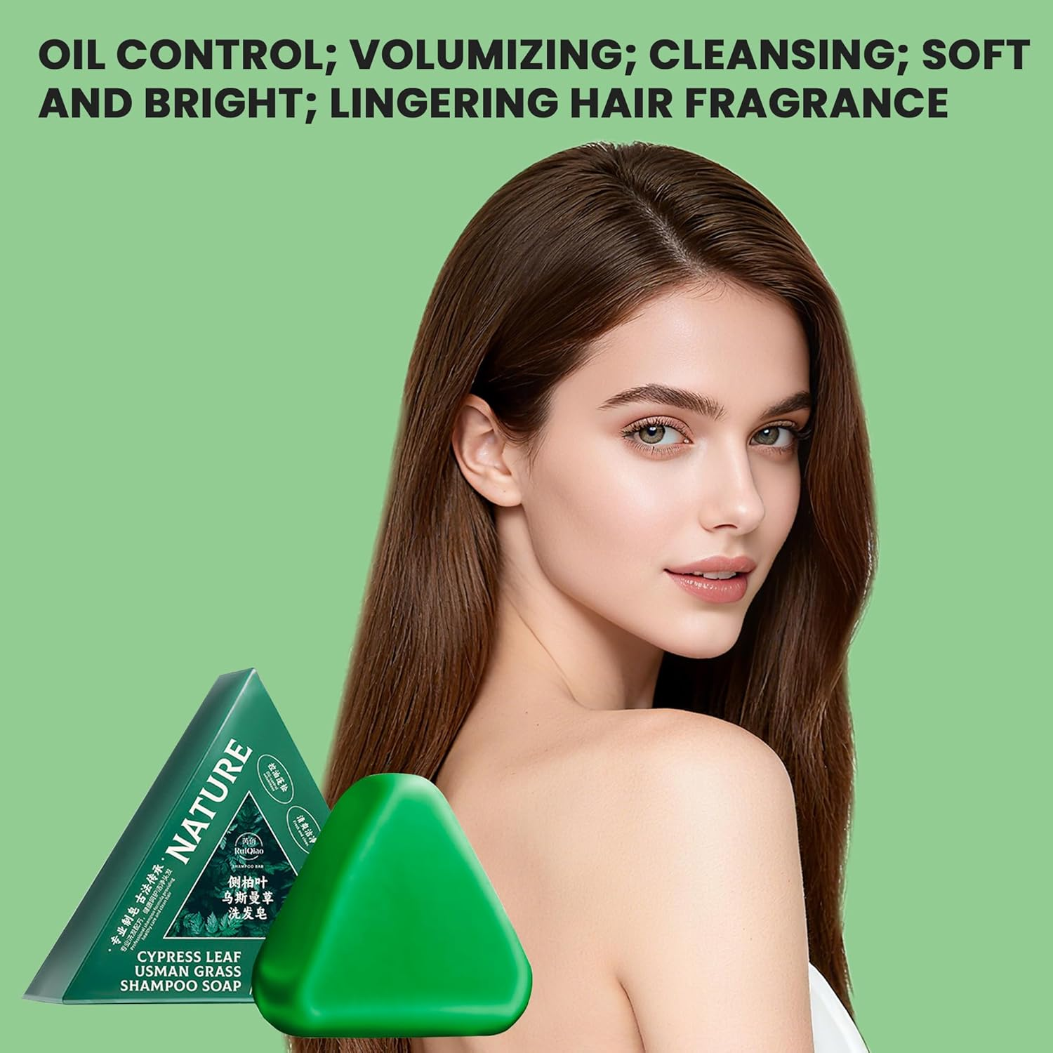 Depehelp Nature Triangle Shampoo Bar, Nature Seven Green Soap Shampoo, Usman Grass hampoo Bar, Calming & Strengthens Hair for Women and Mens image number 1