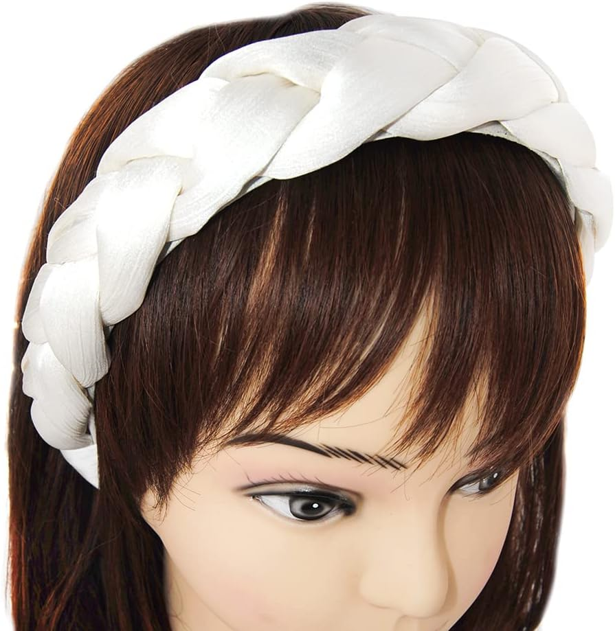 Axy HRZ2 Headband with Braided Fabric in Candy Colours - Beautiful Headband Hair Accessories (White) - Black image number 5