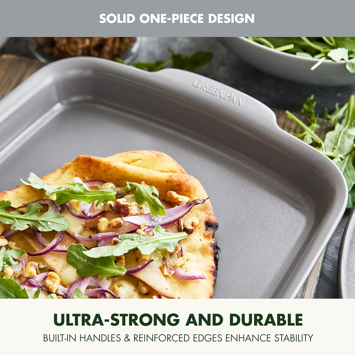 Greenpan Premiere Ovenware Healthy Ceramic Nonstick 13" X 9" Quarter Sheet Baking Pan, Cast Aluminum Bakeware, Warp-Free, Broiler Safe to 600F,Dishwasher Safe,Pfas-Free, Gray image number 2