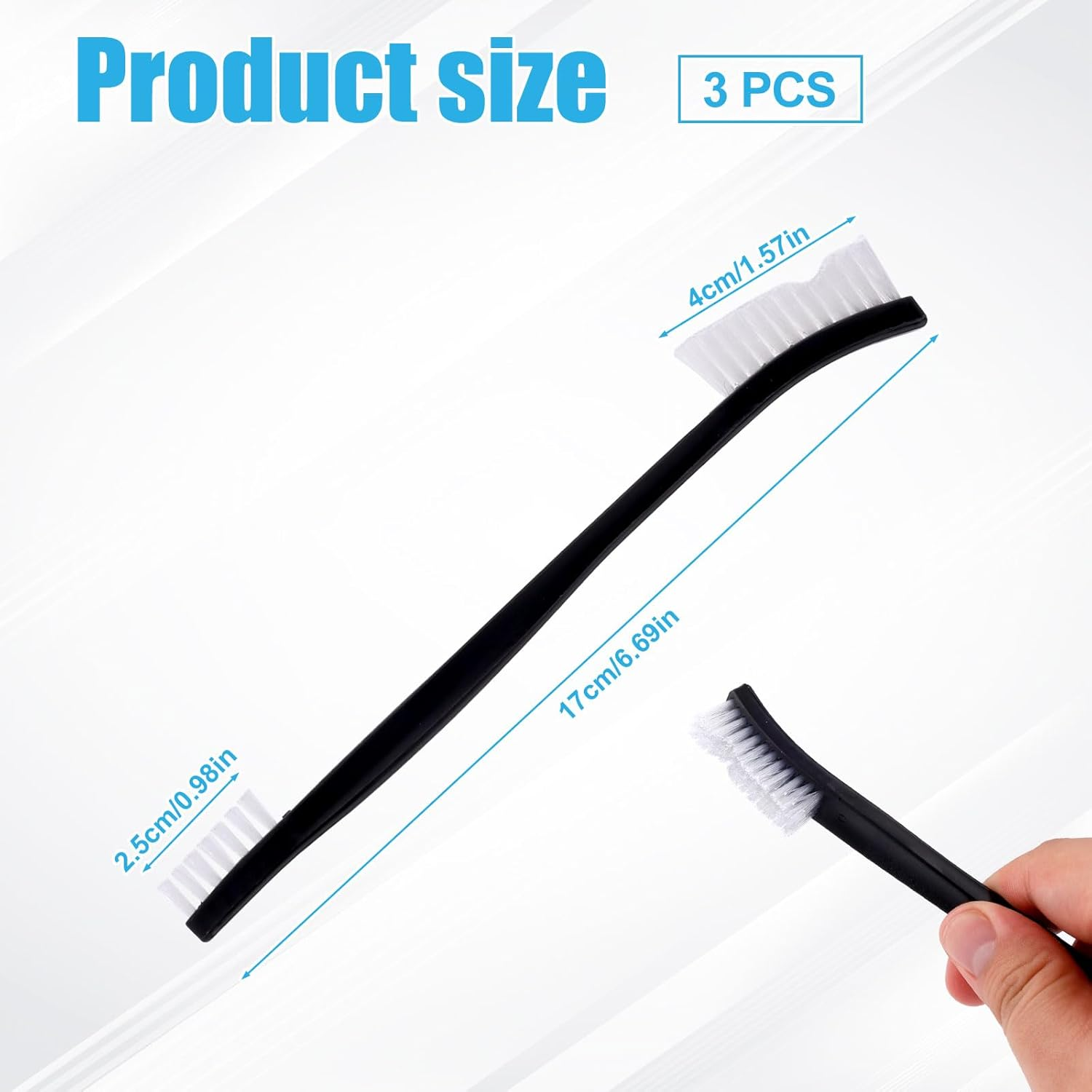 3Pcs Double-Ended Cleaning Brushes, All-Purpose Nylon Small Detailing Brushes with Plastic Handle for Kitchen Bathroom Gaps Corner Small Space image number 6