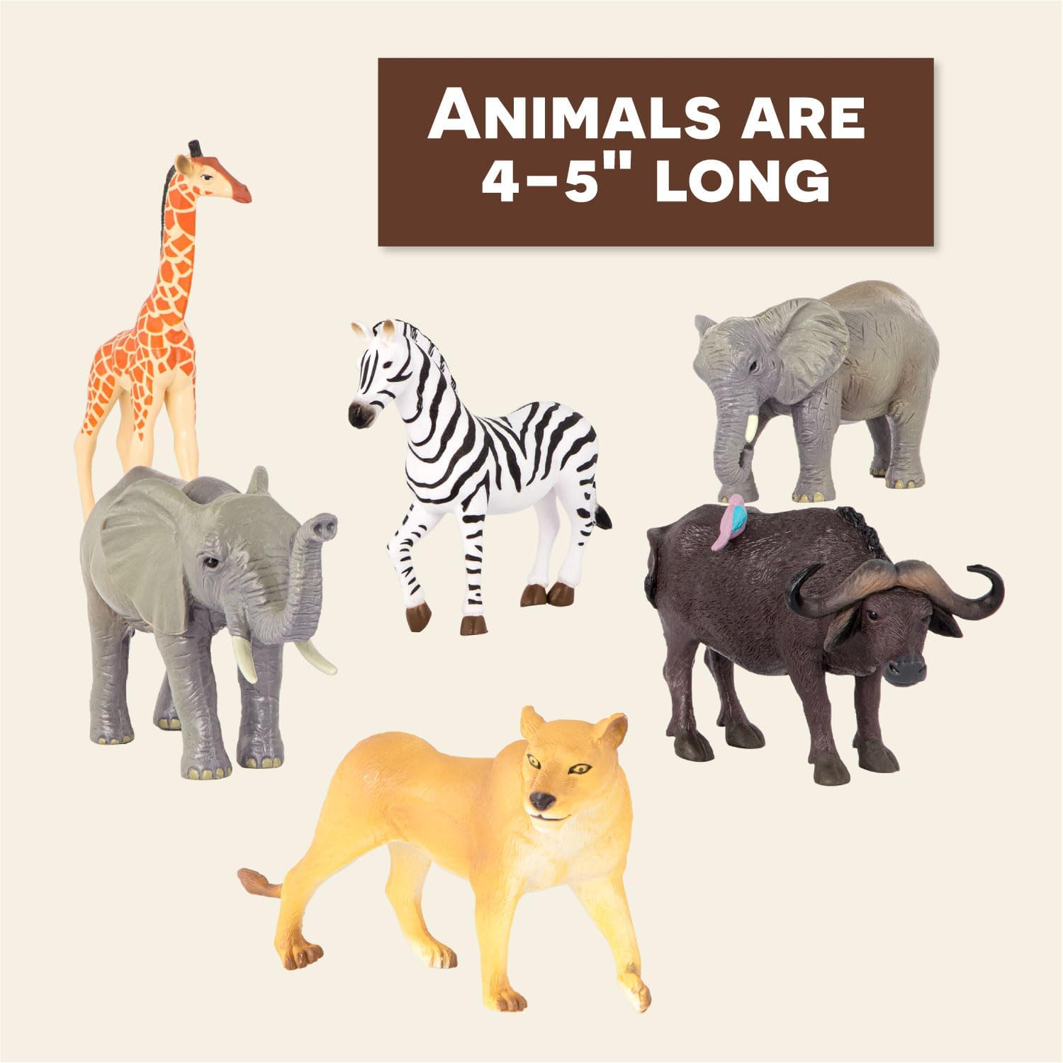 Terra by Battat &ndash; 6 Pieces Wild Animal Figurines Set &ndash; Realistic Elephant, Lion, Zebra, Giraffe, Water Buffalo Toy Animals for Toddlers and Kids &ndash; Collectible Safari Animal Toys for 3+ Years image number 6