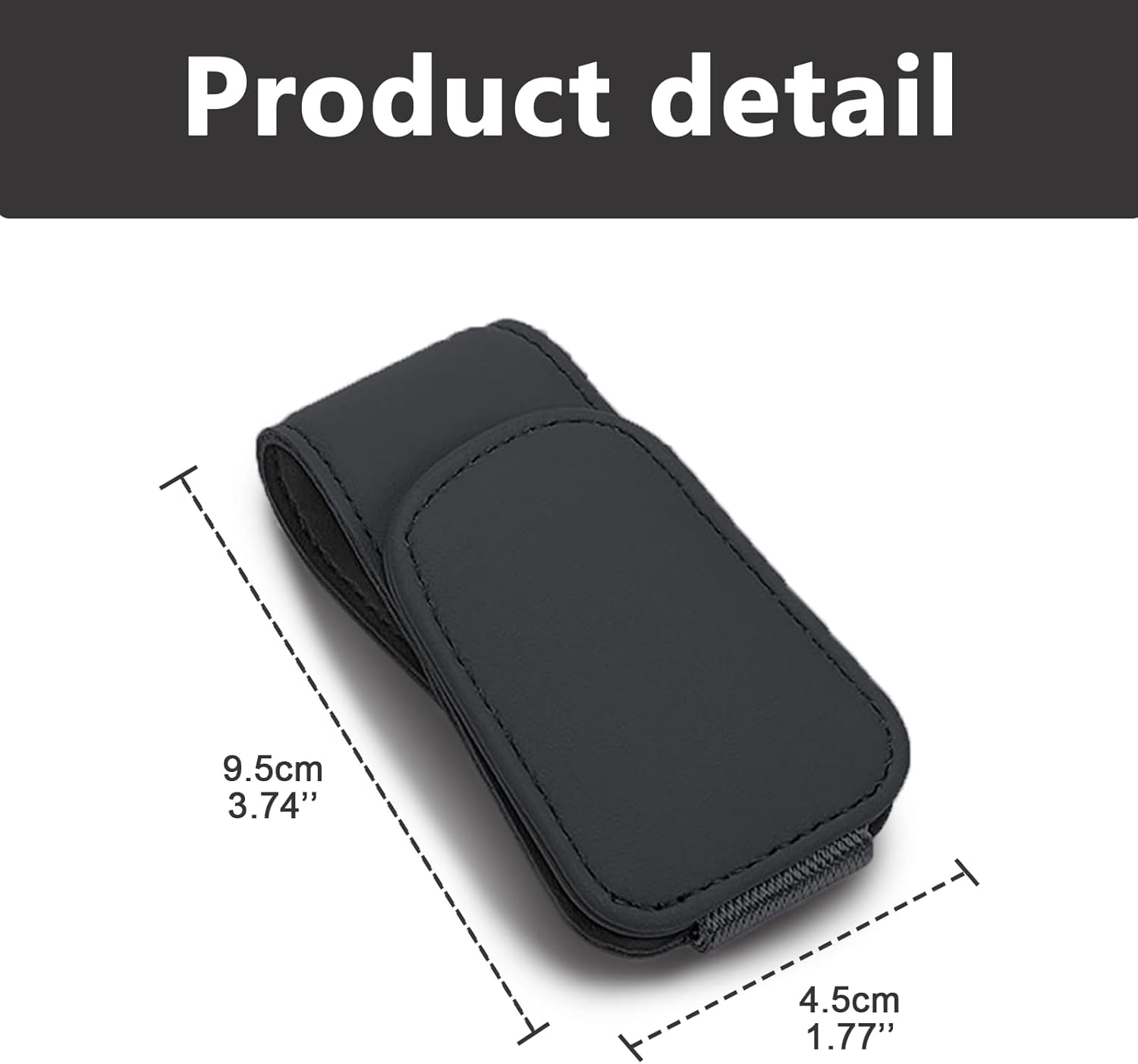 Magnetic Leather Car Sunglasses Holder, Eyeglass Hanger Clip for Sun Visor, with Ticket Card Clip, Car Visor Accessories(Black) image number 3