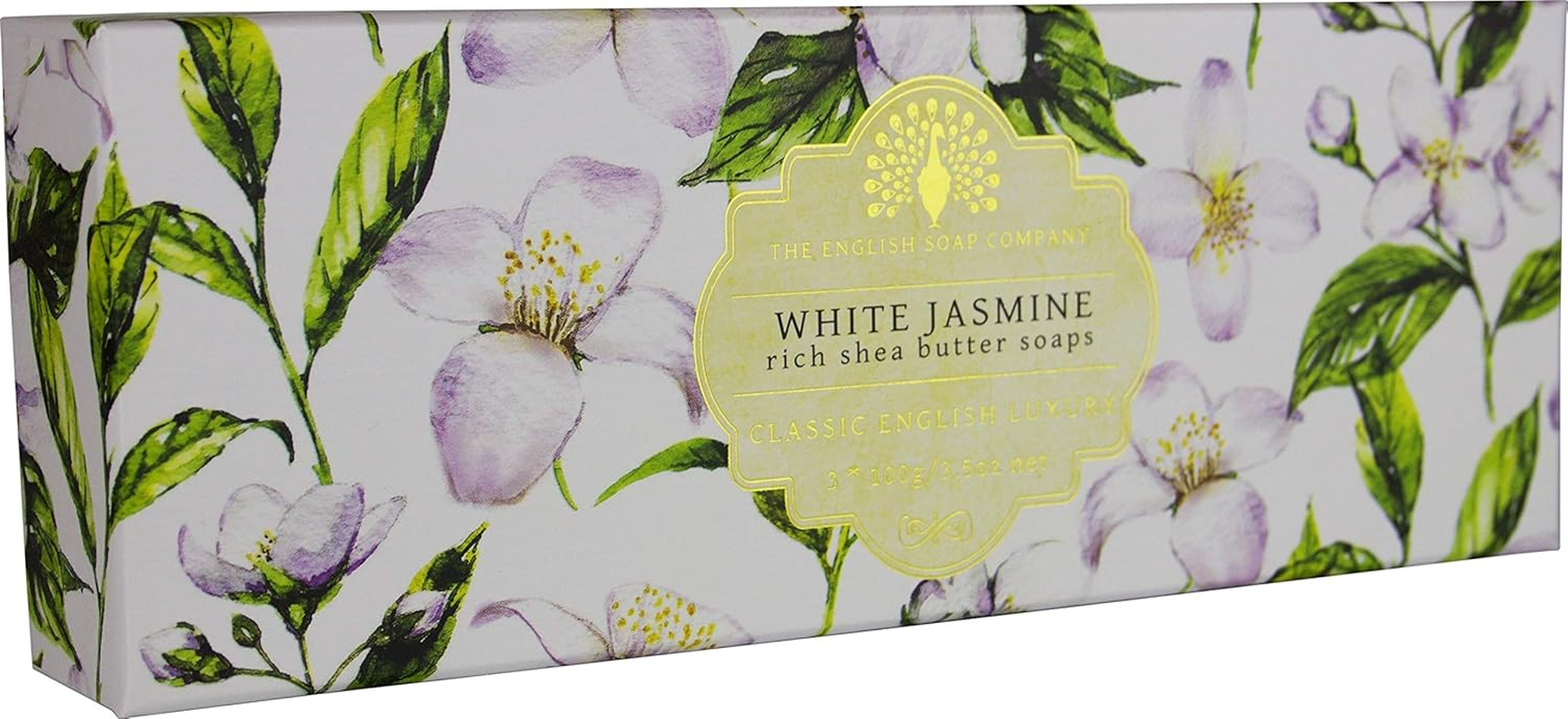 The English Soap Company, Gift Boxed Hand Soaps, White Jasmine & Sandalwood, 3 X 100G