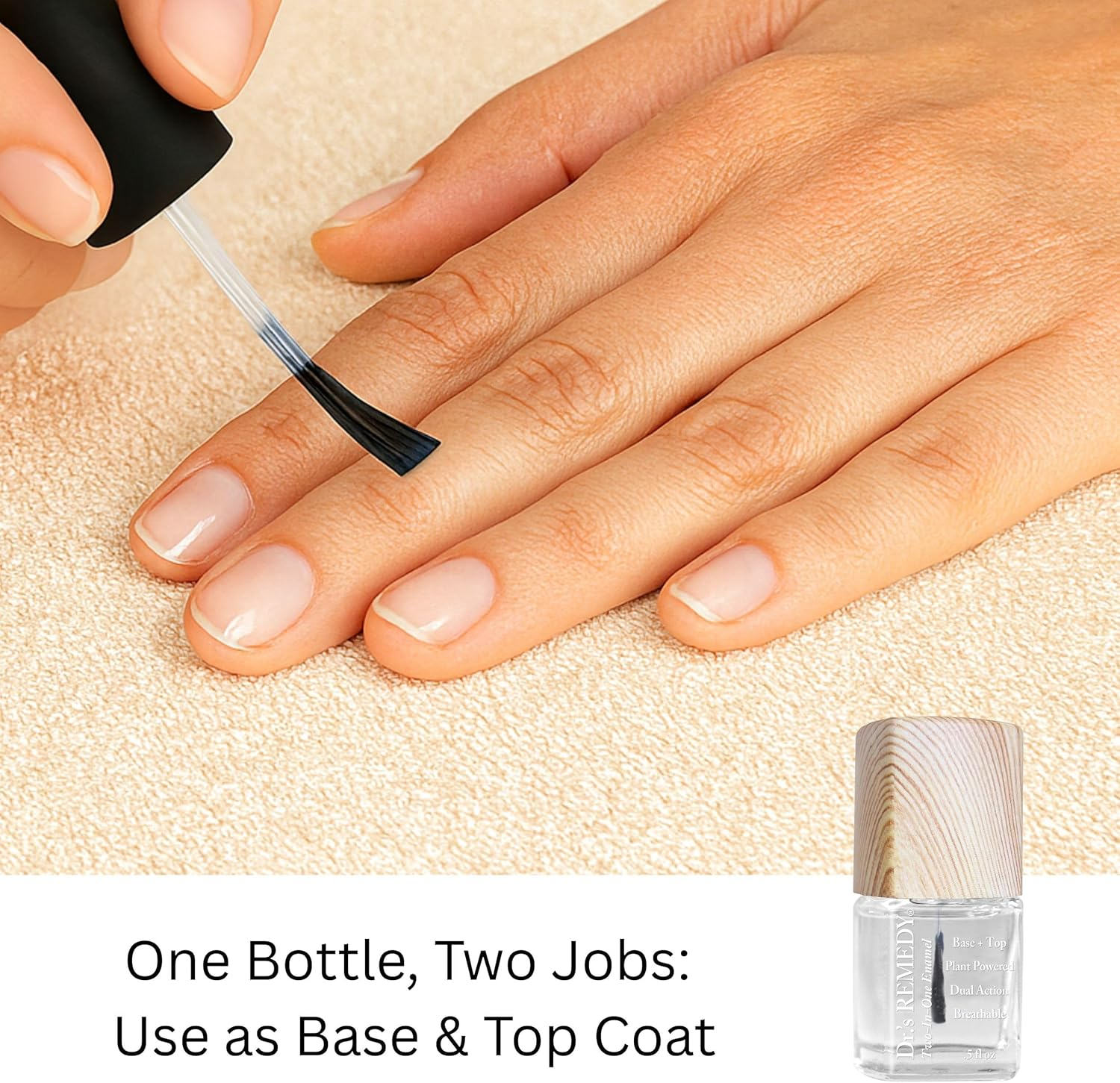Dr.'S Remedy Total Two-In-One Base and Top Coat Nail Polish Clear Glaze Organic Nail Polishes Quick Dry (Two-In-One Base and Top Coat, Clear Combination Base & Top Coats) image number 3