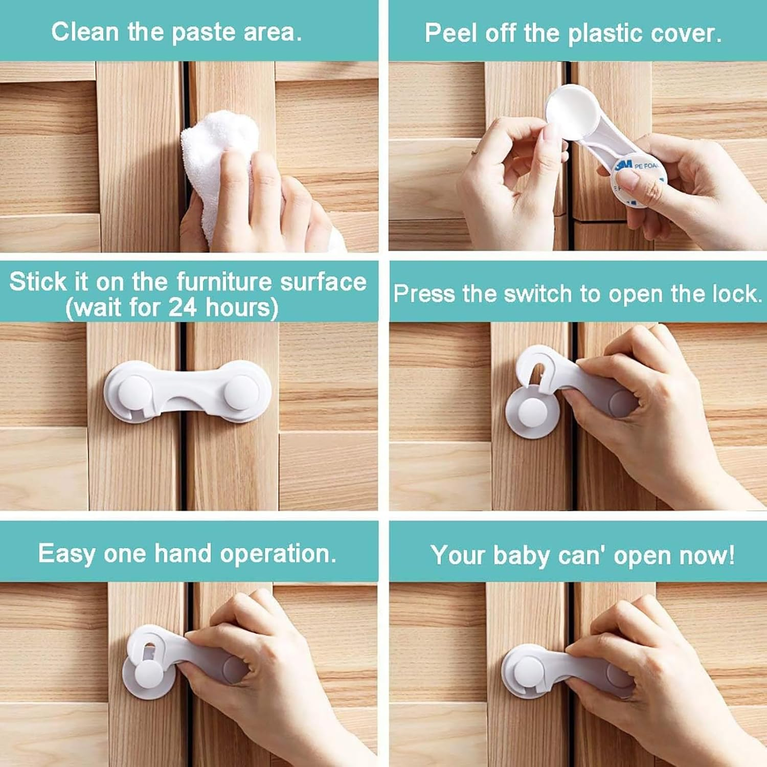 20 Pack Baby Locks Child Safety Cabinet Proofing,Life Child Safety Locks for Drawer Cupboards Fridge Oven Closet and Pantry image number 4