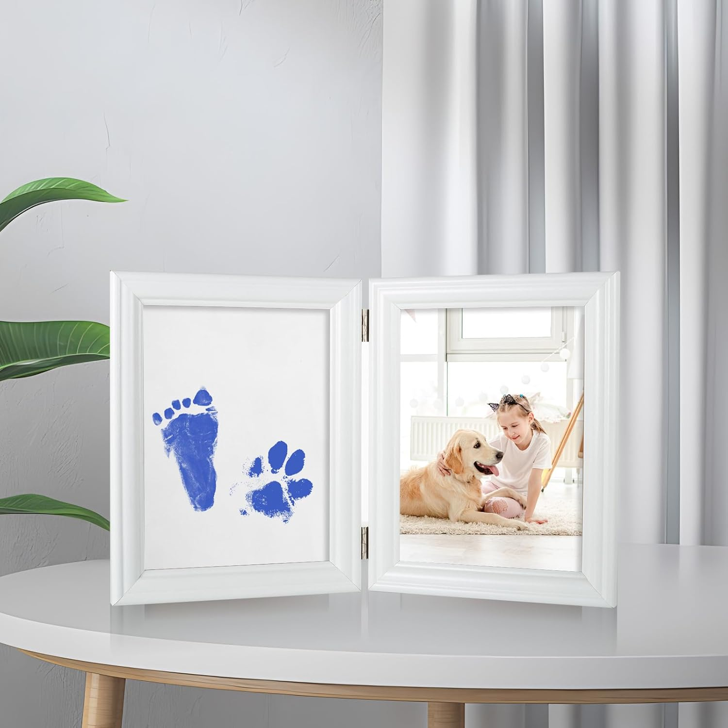 3 PCS Inkless Baby Print Baby Ink Hand and Footprint Kit, Handprint Picture Frame for Newborns Safe Clean Touch Ink Pad for Prints, Best New Mom and Shower Gift, Foot Impression Photo Keepsake for Girls & Boys (Blue) - Red image number 5