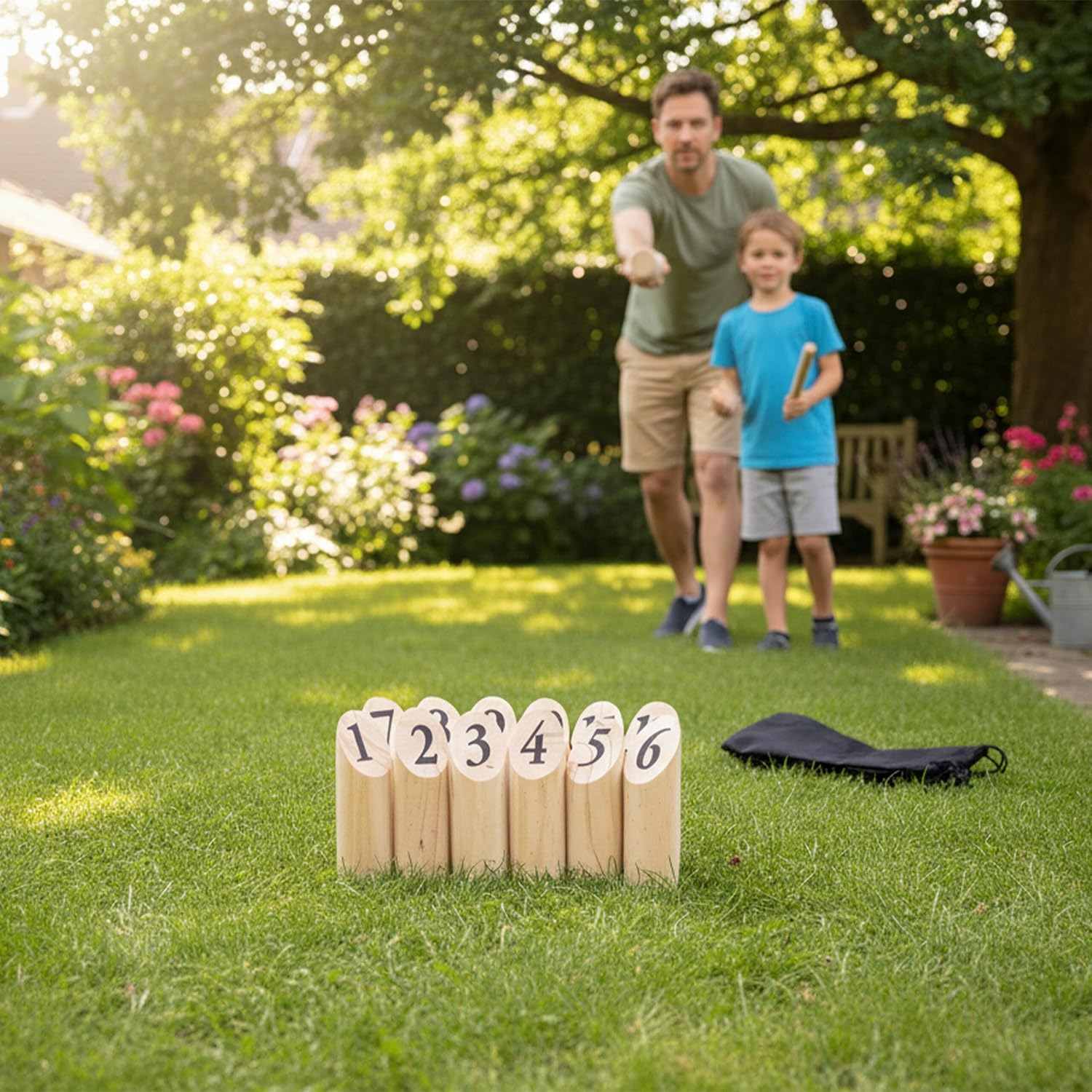 Relaxdays Kubb Viking Game, Finnish Tossing Game, Natural Wood, Outdoor Game, Adults & Children image number 3