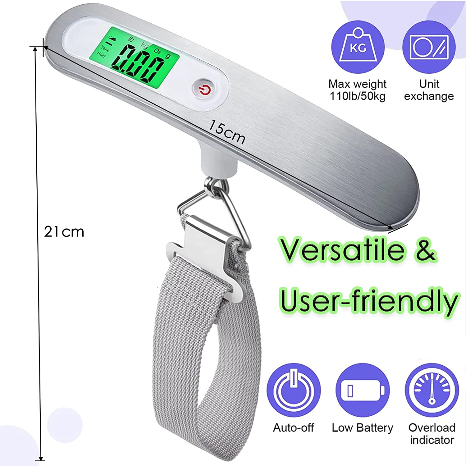 Luggage Scale Digital Hanging Scale, High Precision Heavy Duty Weight Backlight Scale, Ultra Portable Scale,Max 110Lb/50Kg Suitcase Scale for Household, Travel, Outdoor and Gifts image number 3
