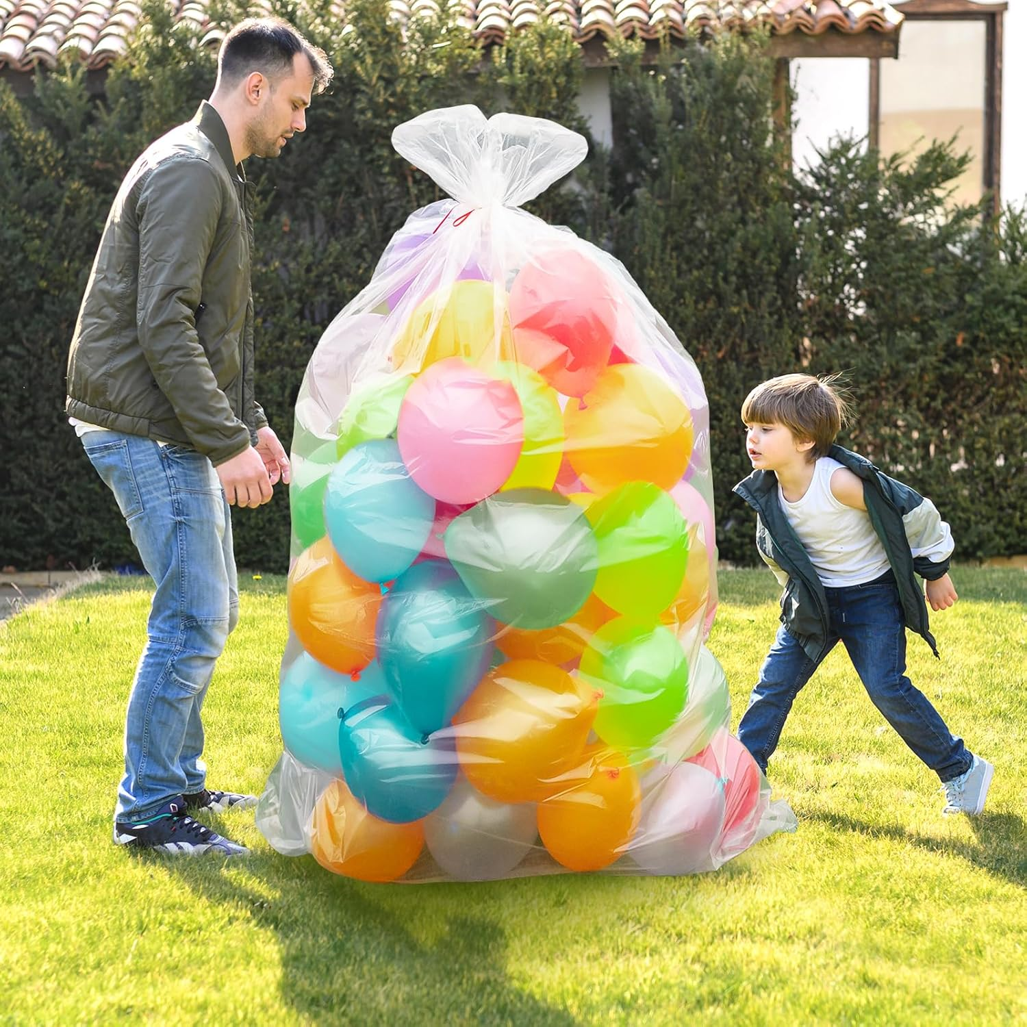 3 Pack Large Balloon Bags for Transport Reusable 98.4 X 59 Inches Giant Balloon Drop Bag Thicken Clear Plastic Balloon Storage Bags for Birthday, Wedding, New Years, Celebration Supplies