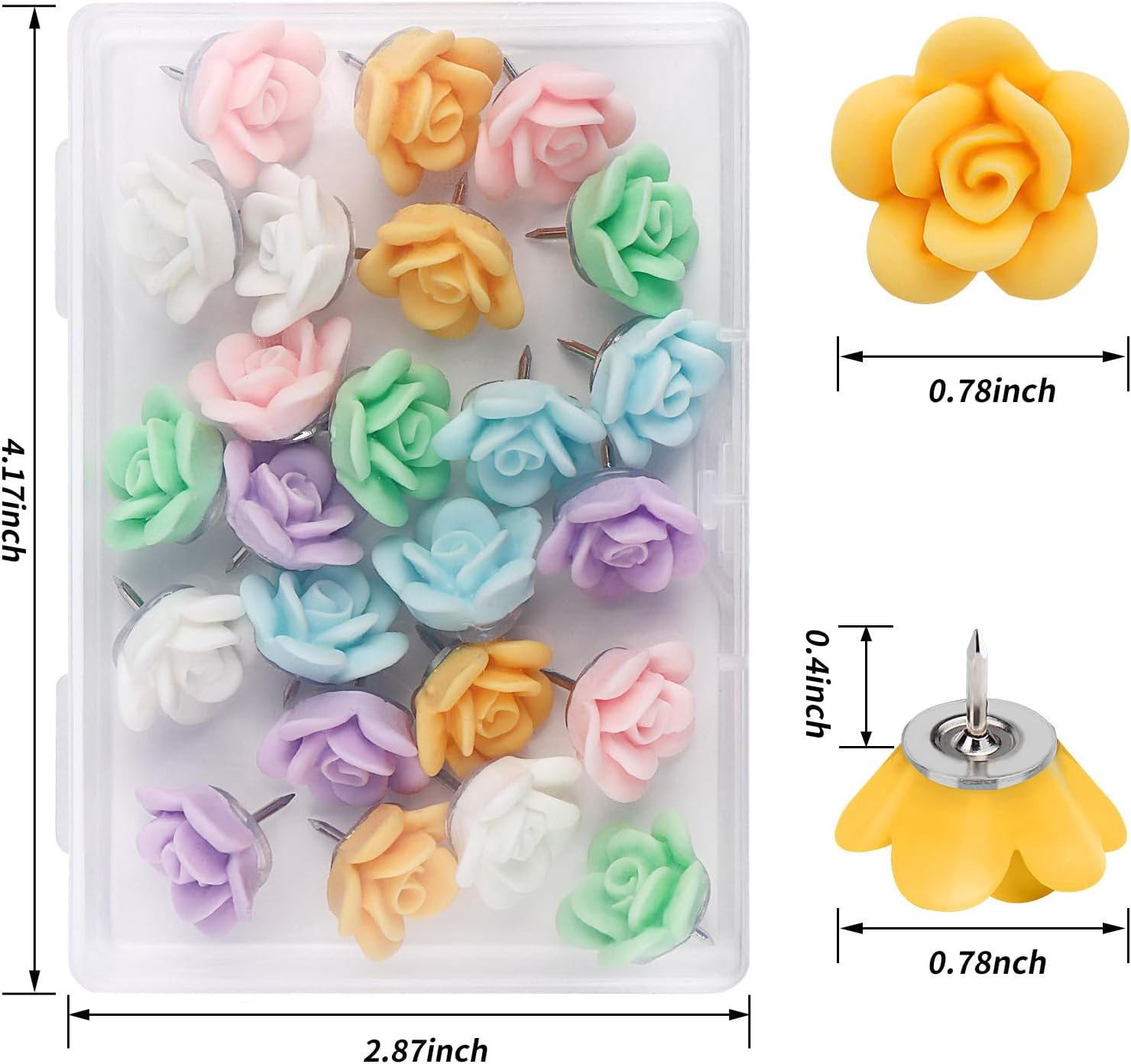 Decorative Flower Push Pins, 30Pcs Cute Thumb Tacks for Cork Board, Photo Wall, Feature Wall, Map, Bulletin Board, Office or Home image number 5