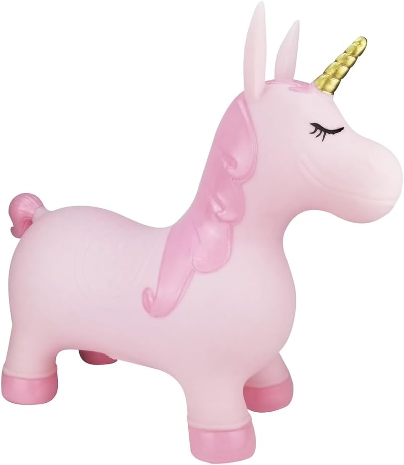 Kaper Kidz Bouncy Rider Pink Pearl the Unicorn &ndash; Inflatable Ride-On Toy for Kids up to 50Kg, Ages 12 Months+ with Hand Pump Included image number 5