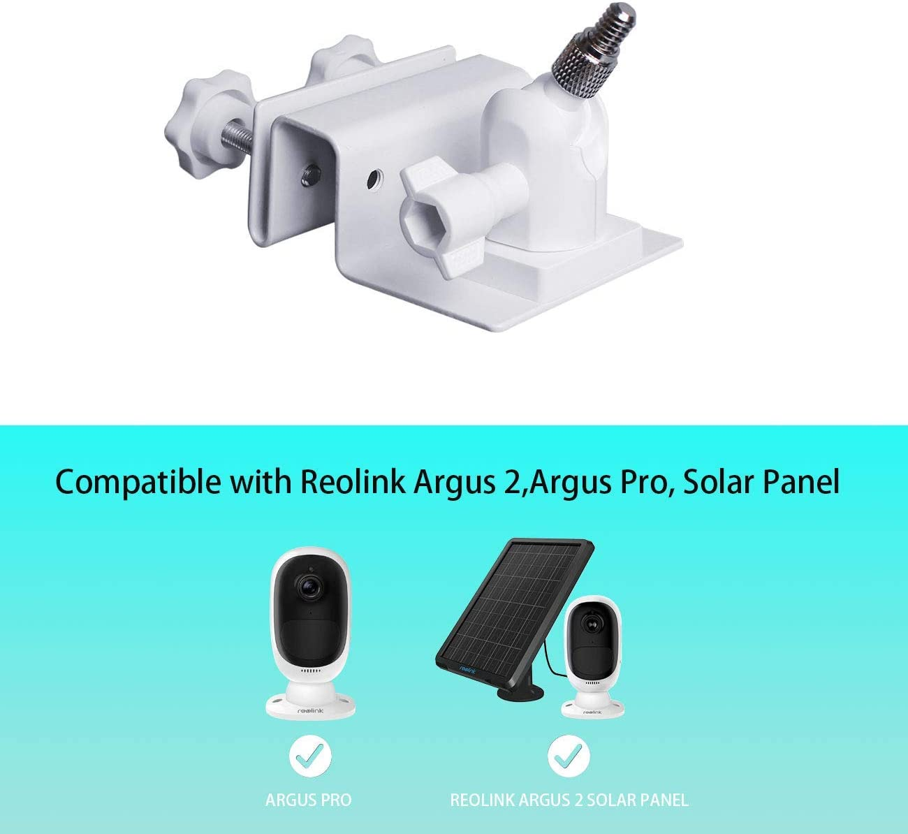 HOLACA Weatherproof Gutter Mount for Arlo Pro, Arlo Ultra, Reolink Argus 2, Argus Pro, Solar Panel- Arlo/Reolink Accessories Outdoor Mount(1Pack White)