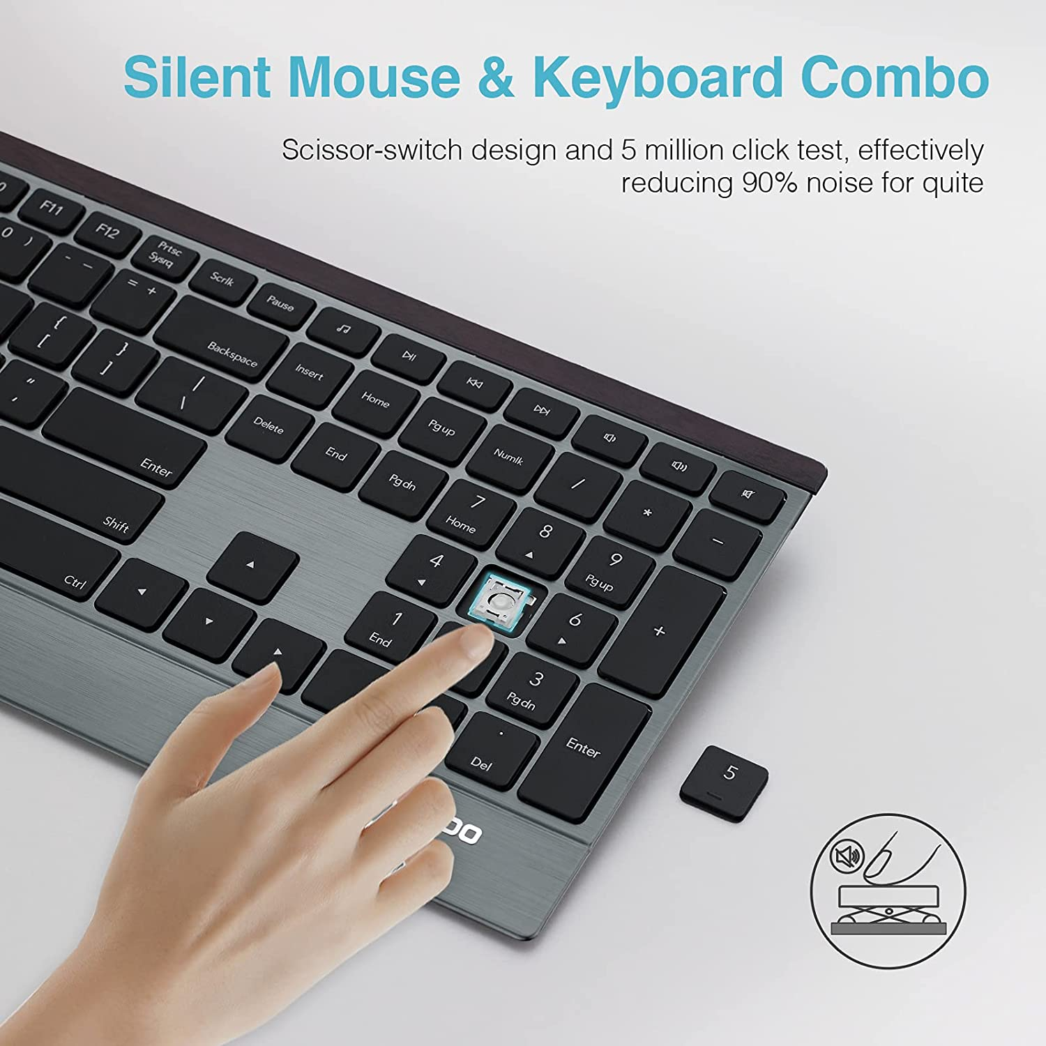 Wireless Keyboard and Mouse Combo, RAPOO 9500M Multi-Device Wireless Keyboard and Mouse Combo, Portable Ultra-Slim Keyboard and Mouse Set, Computer Keyboard for Windows 10/Android/Mac OS image number 6