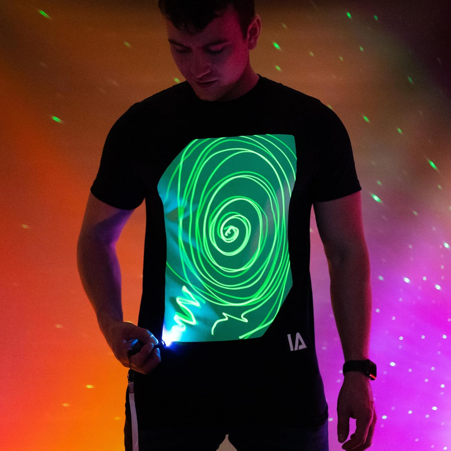 Illuminated Apparel Original Interactive Glow in the Dark T-Shirt with Rechargeable Glow Pen image number 1