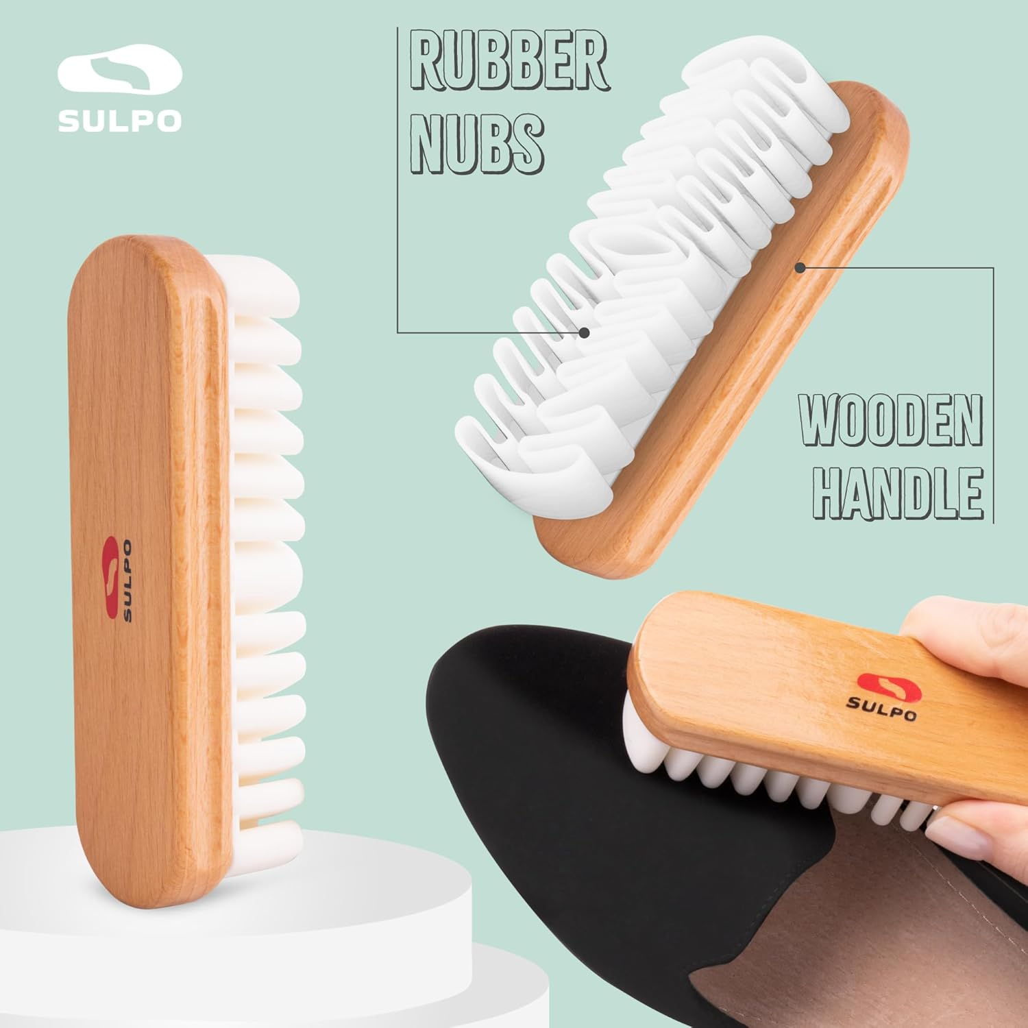SULPO Suede Care Brush - Shoe Brush with Brass Bristles for Nubuck, Velour and Suede Leather image number 4