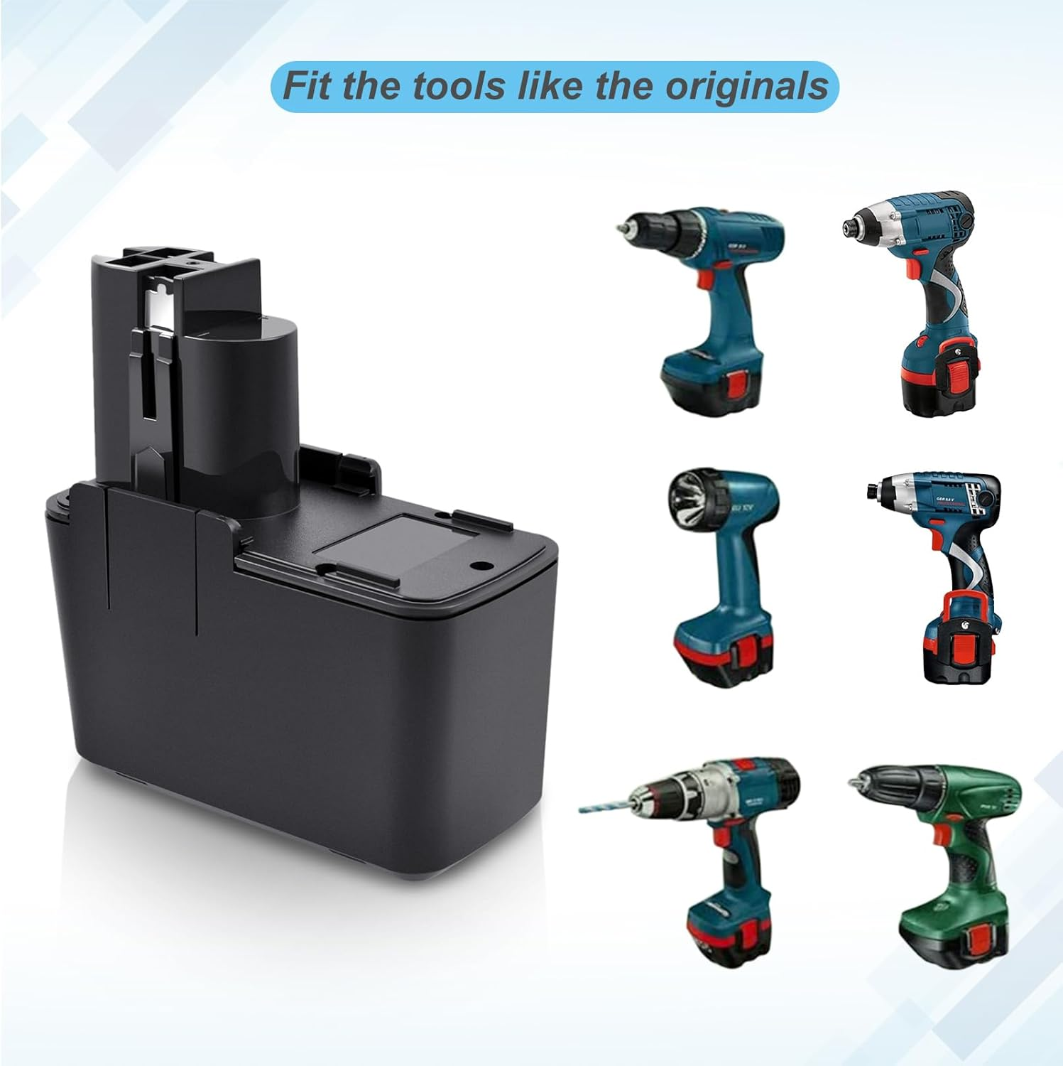 Iprize 9.6V 4.0Ah NI-MH Replacement Battery for Bosch 2607335035 2607335037 BAT001 GSR 9.6 VES-2 PSR 9.6 VES-2 image number 6