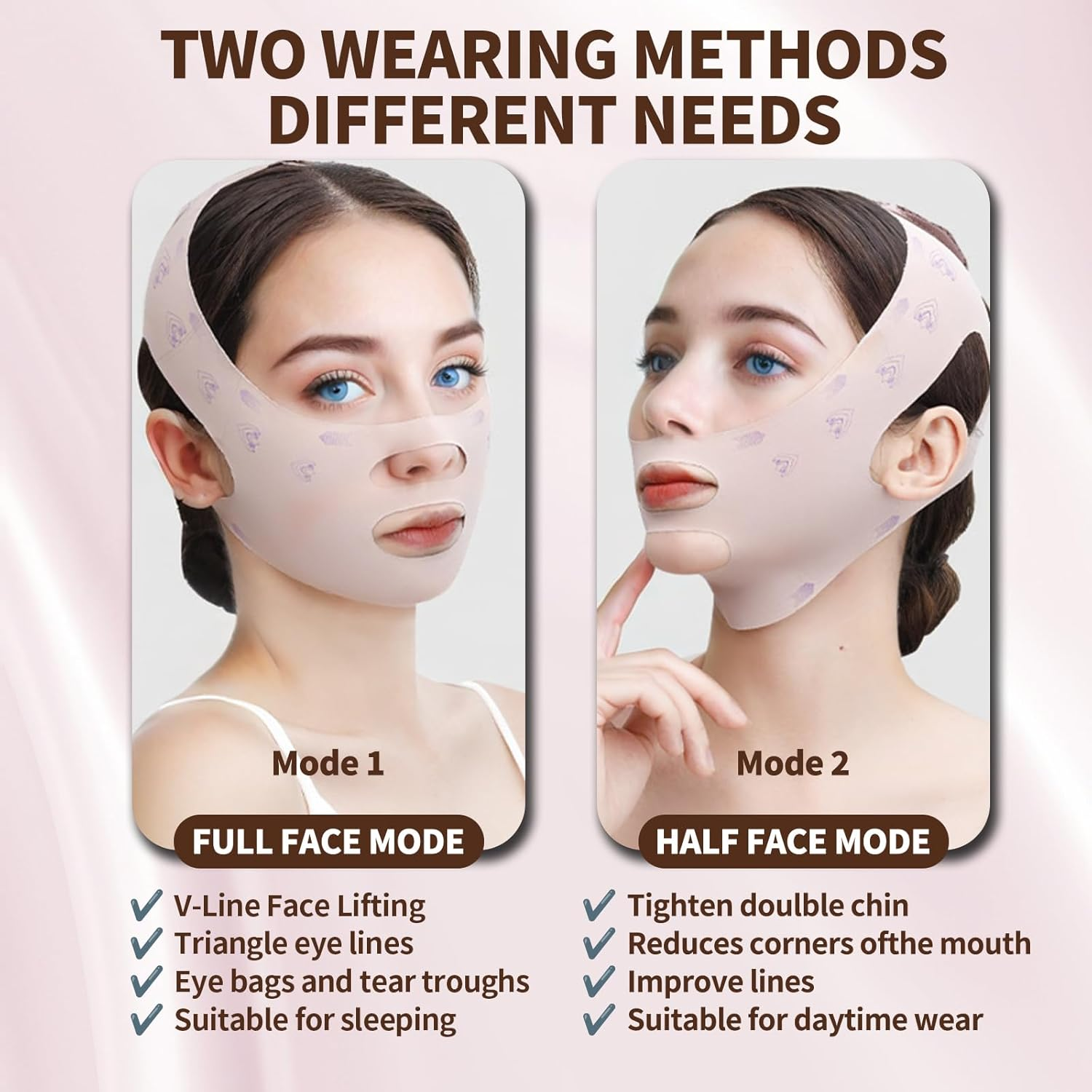 Chin Strap for Sleeping, V Line Chin Face Lifting Mask, Double Chin Reducer Eliminator for Women, Jawline Mask with Breathable & Comfortable Design, Face Wrap for Overnight Skincare (1Pcs)