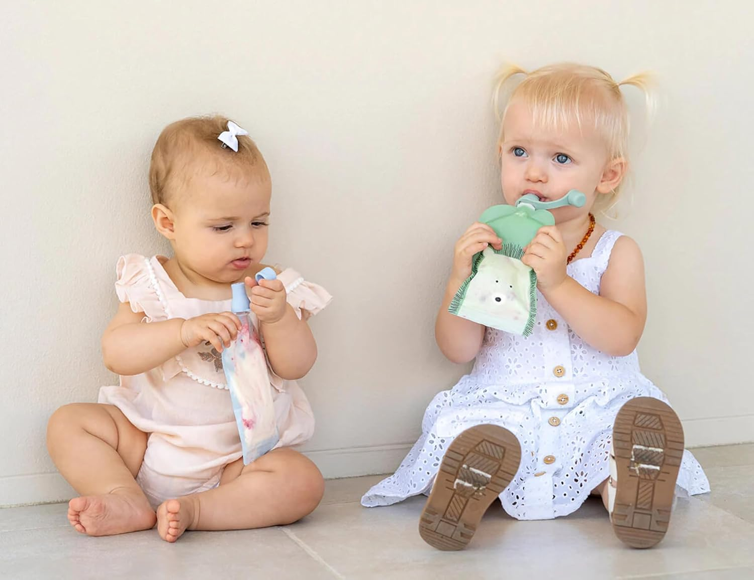 Reusable Food Pouches for Kids and Adults &ndash; Bundle Kit,10 Pack Eco-Friendly Squeeze Bag for Baby Food, Smoothies, Yoghurt, Freezer Safe, Travel Storage Pouch Set - Cerulean Sage image number 1