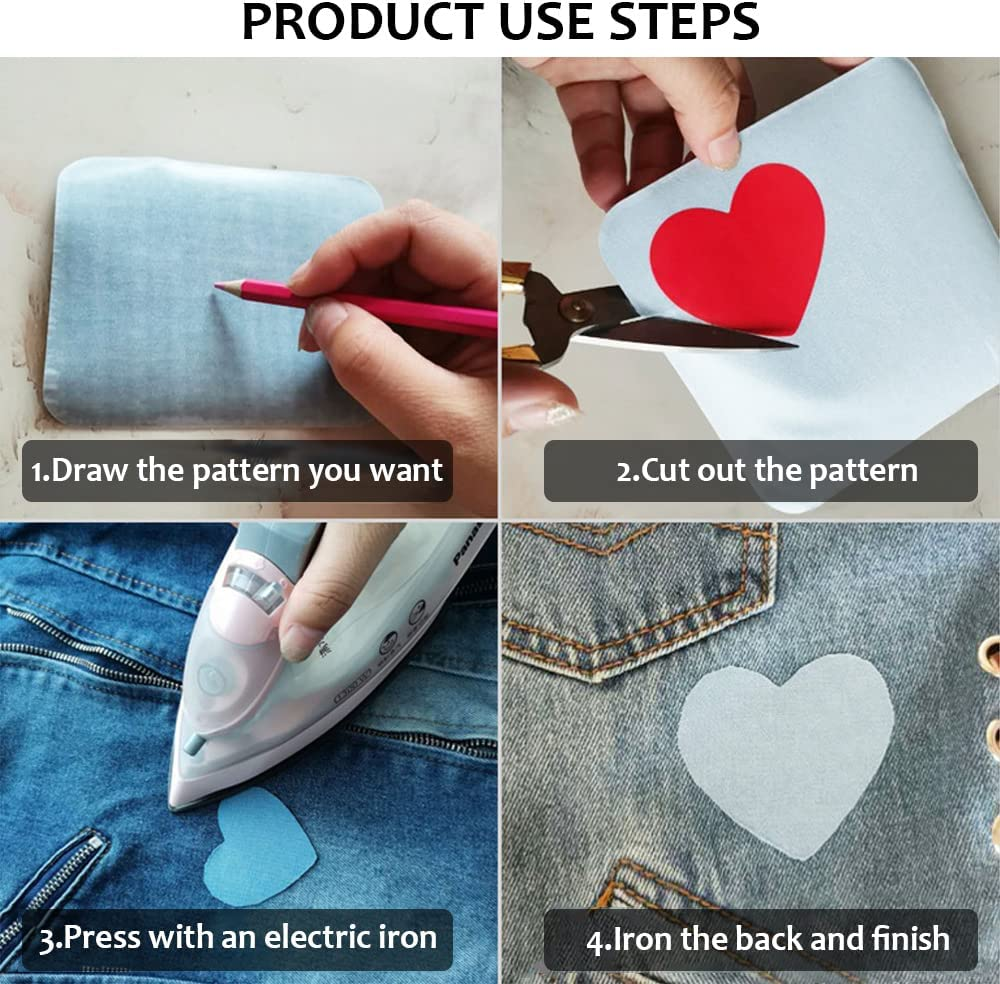 20 Pieces Jeans Denim Patches, Premium Quality Denim Iron-On Jean Patches, 4 Shades of Blue Iron on Pants Patches for Holes Clothing Repair outside (4.3 X 2.9)