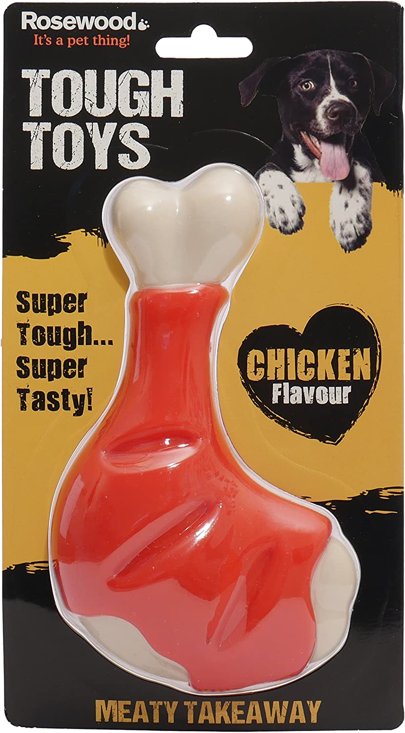 Rosewood Tough Toys Meaty Chicken Takeaway Leg Dog Toy, Small image number 3