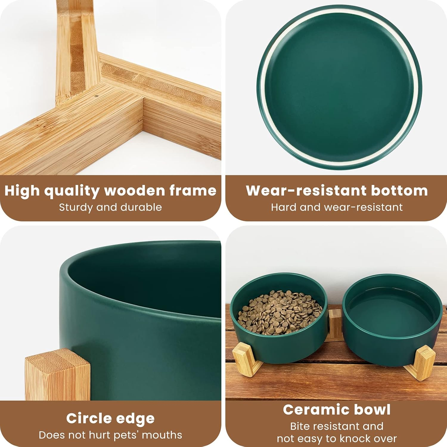 KPWACD Ceramic Dog Bowl with Anti-Slip Stand, 14 OZ, Suitable for Cats, Dogs, Rabbits, Hamsters - Green image number 7