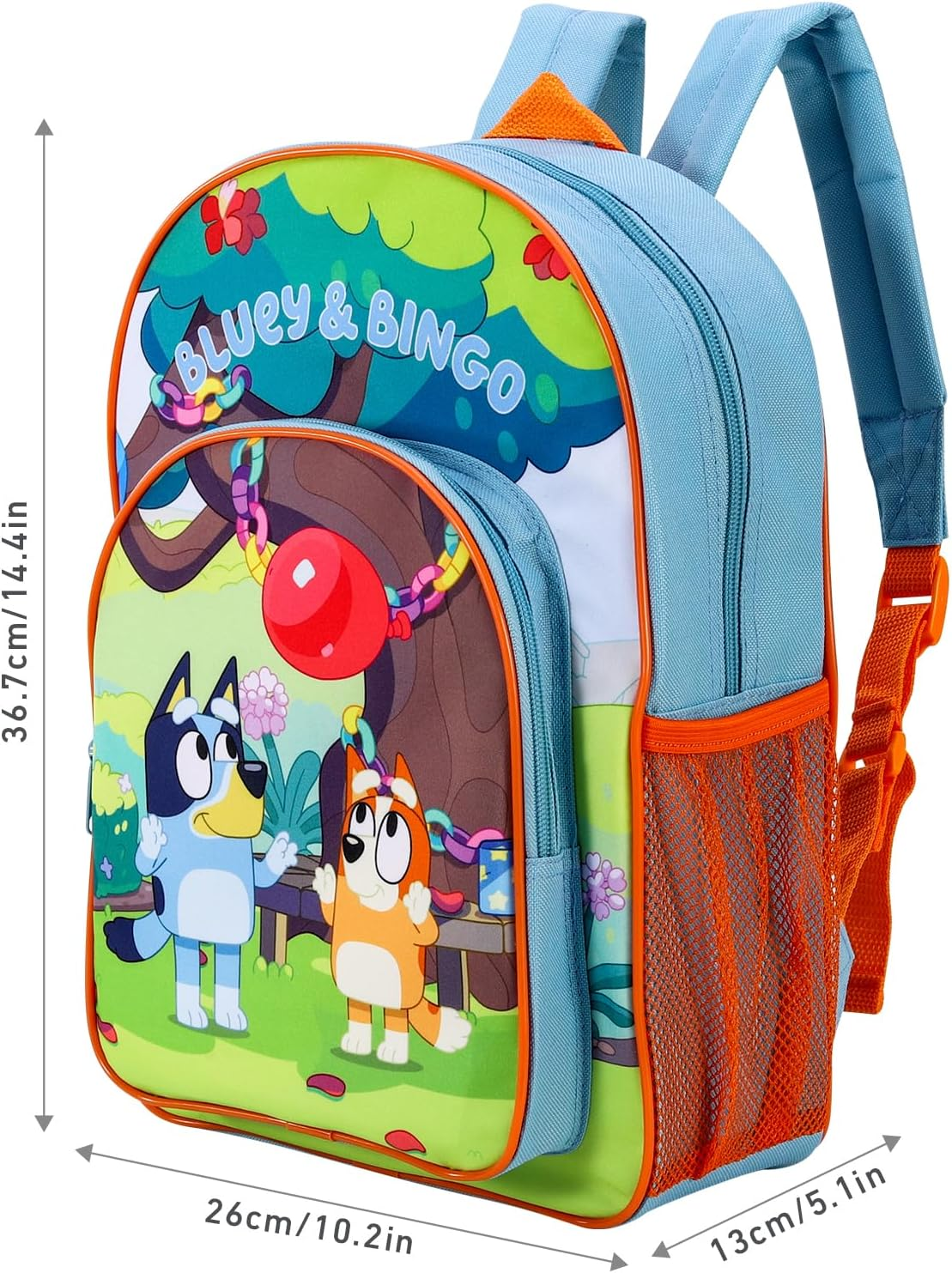Bluey Bingo Kids Childrens Premium Backpack School Rucksack Travel Bag Boys Girls with Side Mesh Pocket and Front Zipped Pocket, Multicolour, 36.7Cm (Height), 26Cm (Width), 13Cm (Depth) image number 2