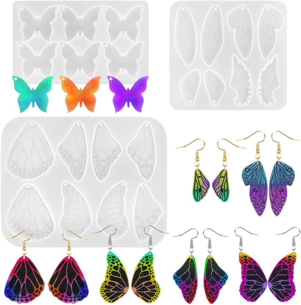 AFUNTA 3 Pieces Butterfly Resin Molds Silicone Realistic Butterflies and Wings Jewelry Molds DIY Gifts for Women image number 2