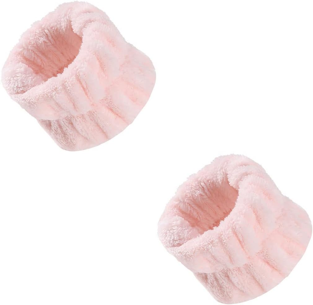 Sowaka 2 Pcs Wrist Spa Washband Microfiber Soft Tower Wrist Scrunchies Sweatbands for Women Girls Washing Face Make up Absorbent Prevent Liquid from Spilling down Your Arms