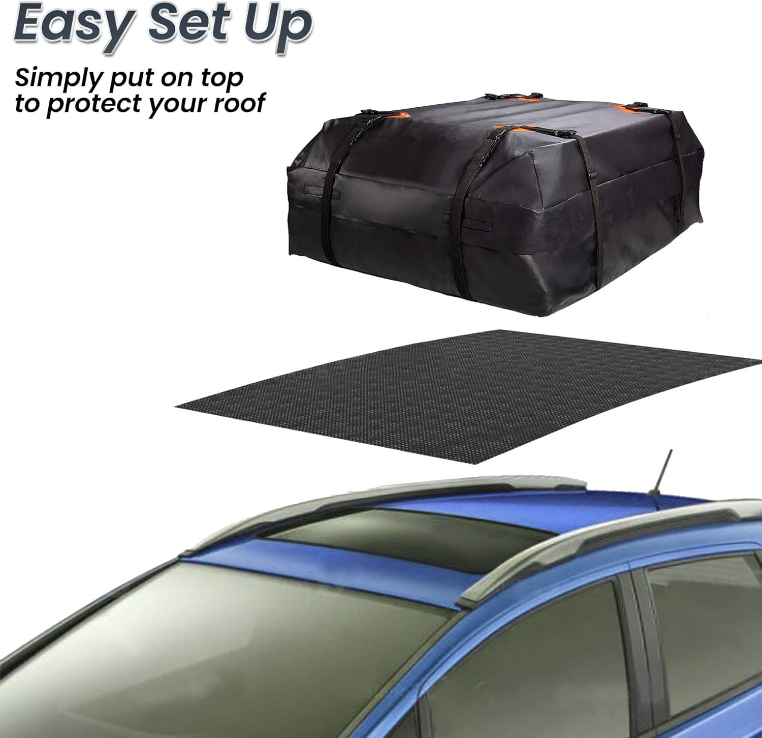 Zento Deals Extra Strong Car Roof Mat for Cargo Bag - Mesh Rubber Mat for Car Roof Carrier Bag-Anti-Slip, Extra-Cushioning, Car Roof Padding, and Home Rubber Mat, Grip, Universal Usage, Car Roof Racks image number 3