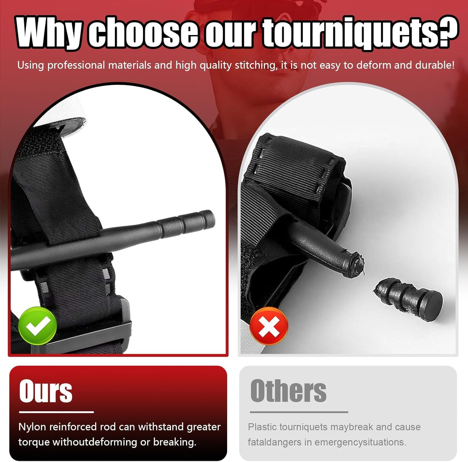 Tourniquets for Deep Cuts, Artery Bleeding, Gunshot Wounds, 2 Pcs Emergency Tourniquets, Outdoor Tourniquets for First Aid, Hemorrhage Control, Severe Emergencies, Occluding Blood Flow image number 1