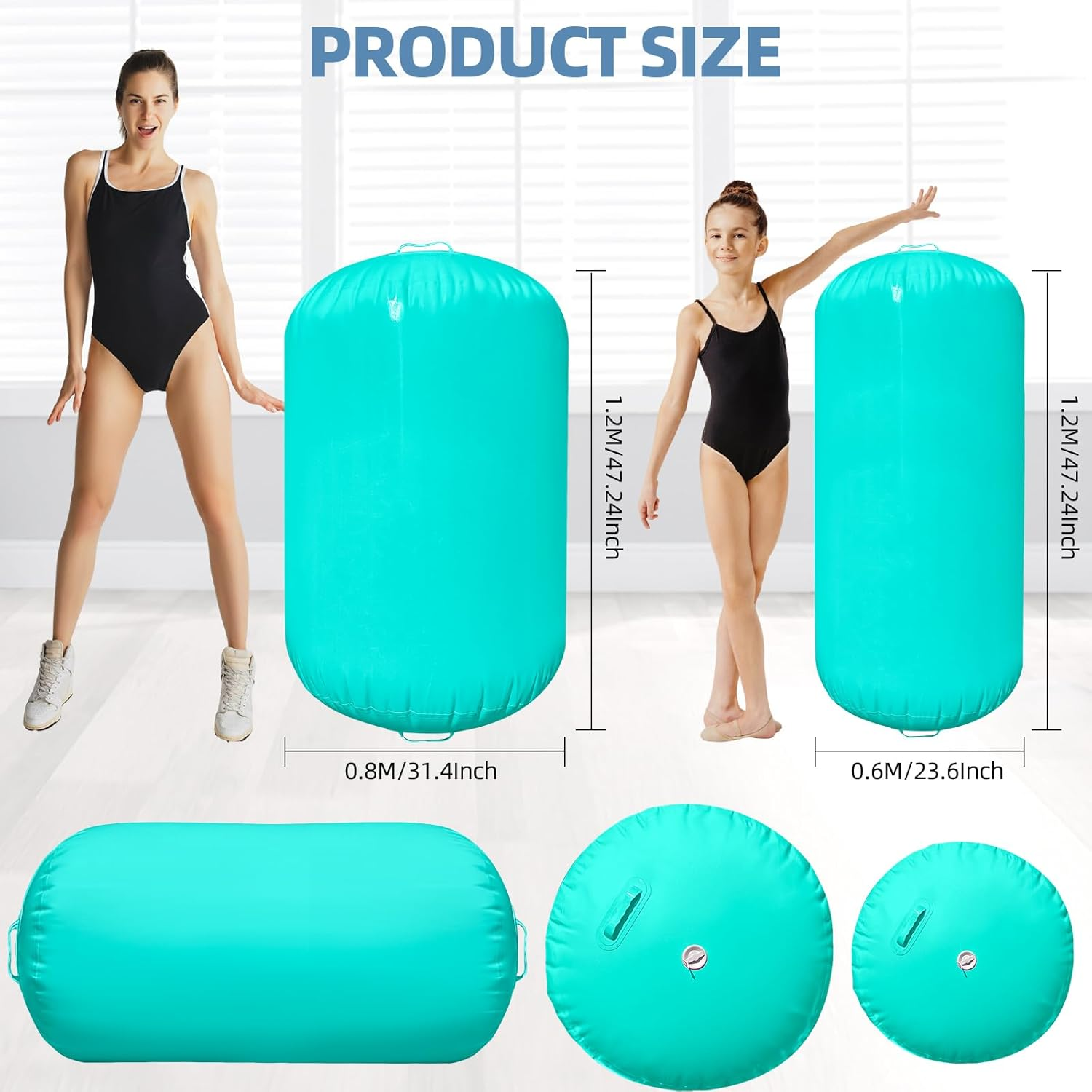 Air Roller Gymnastics Barrel Backhandspring Training Air Barrel Gymnastics Roller for Tumbling Cheerleading Training Yoga Gym with Manual Air Pump image number 5