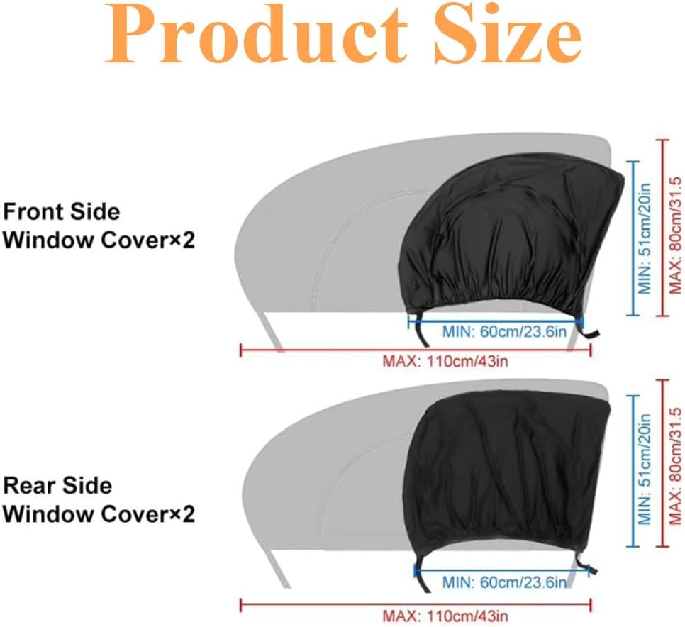 4PCS Car Window Shades, Reathable Mesh Sunshades, Stretchy Mesh Car Window Shade, Front Rear Window Cover Screen, Car Window Sunshades for Privacy Protection image number 4