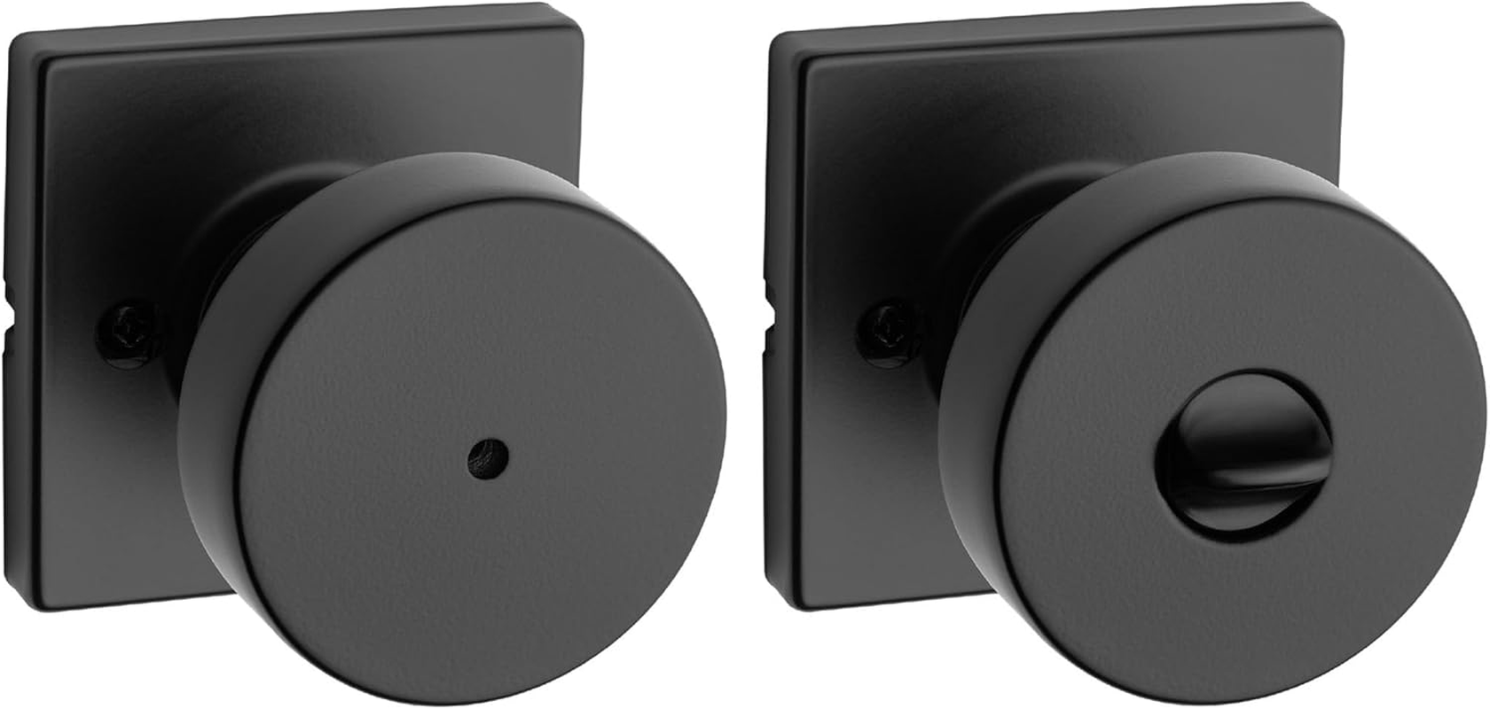 Kwikset Pismo Privacy Locking Door Knob, Interior Handle with Keyless Lock for Bedroom and Bathroom Doors, Featuring Microban Protection, in Matte Black