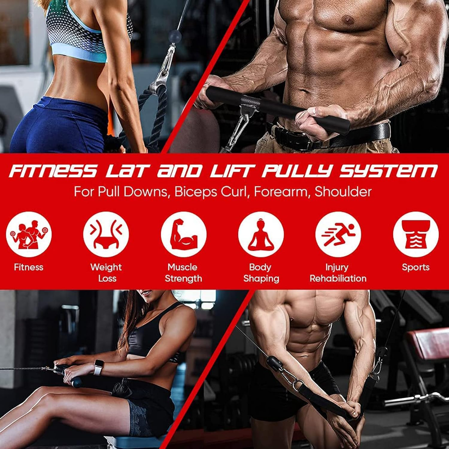 Cable Pulley System Gym Upgraded Home Strength Training Equipment Workout Accessories LAT Pull down Fitness for Triceps Pull down Biceps Curl Back Forearm Shoulder image number 3