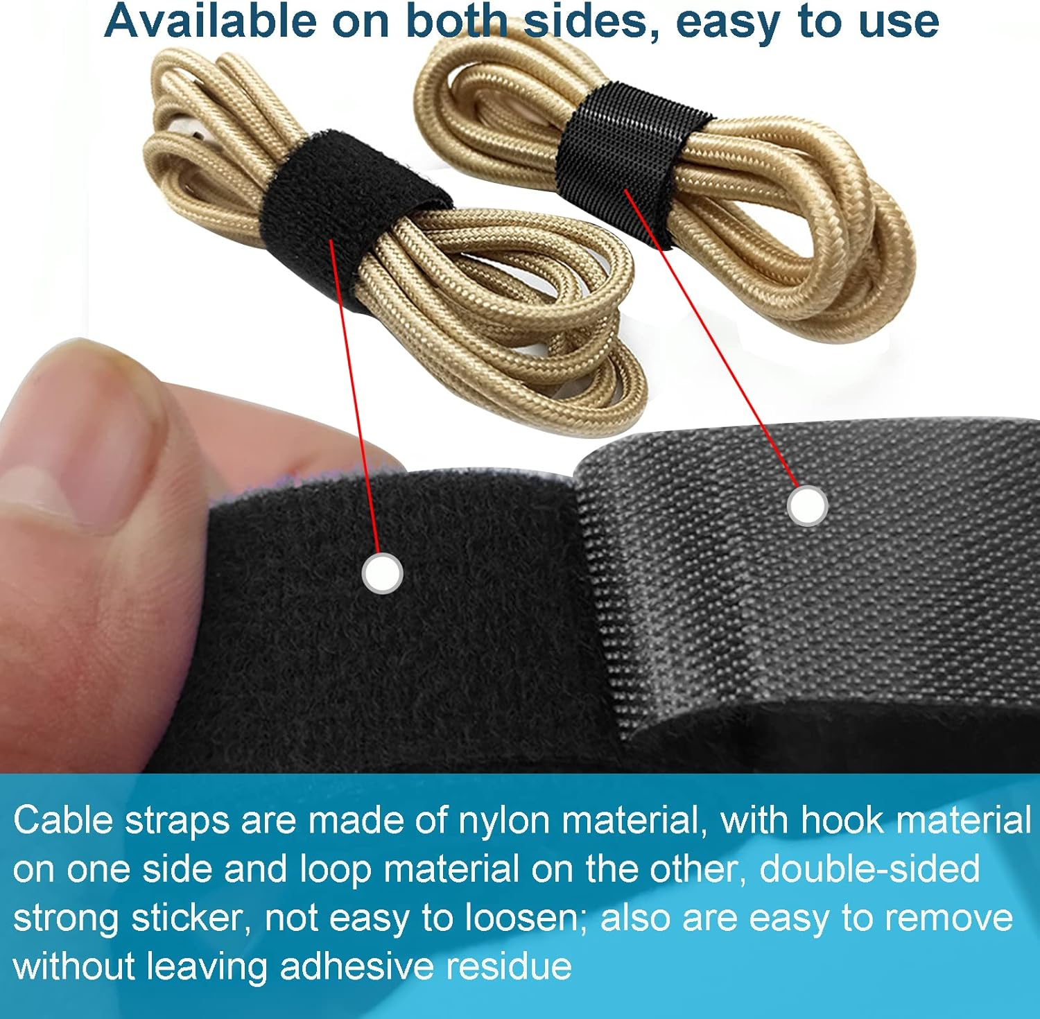Acbbmns 10M/32.8Ft Nylon Cable Ties, 5 Colors 12.5Mm Width, Self Adhesive Cable Wire Straps, Fastening Wire Organizer Cable Management for Managing Wires & Organizing Cords image number 5