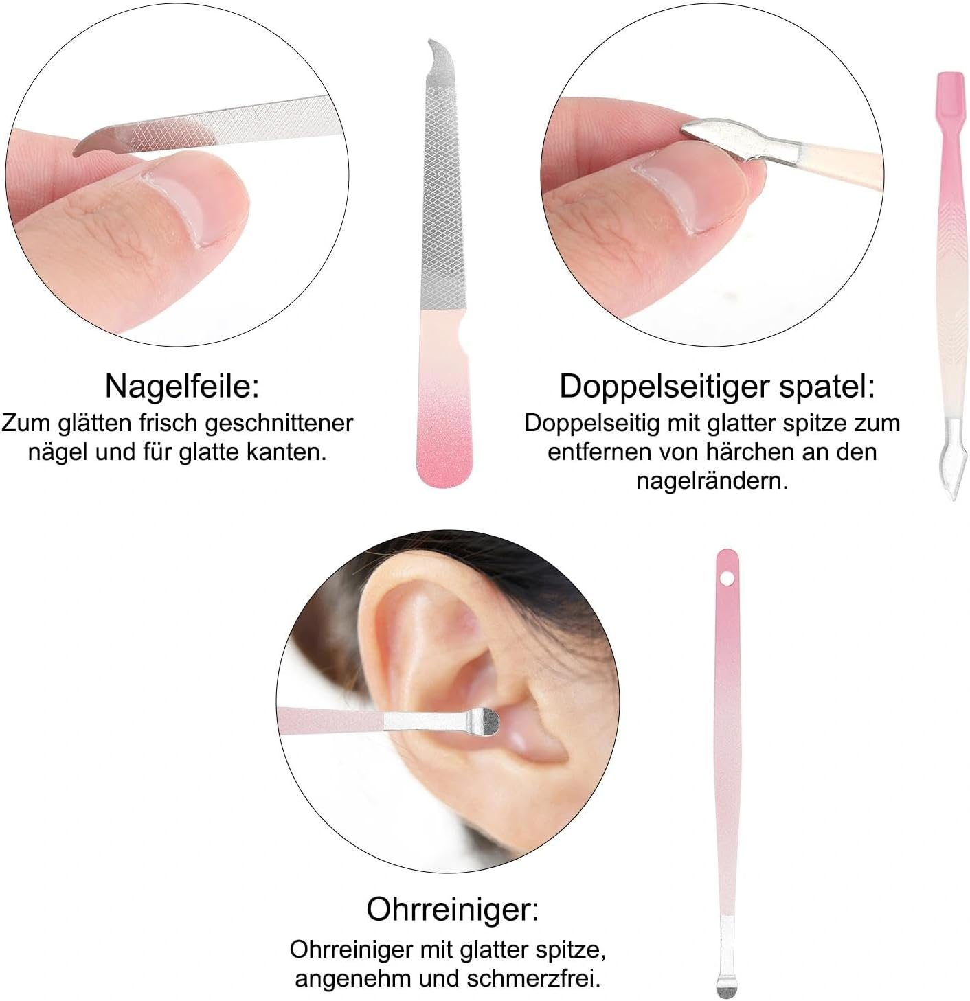 VOSSOT 10 Piece Manicure Set, Nail Clippers, Scissors, Tweezers, Nail Set, Nail Care Set, Tools, Pedicure Set, Women, Men, Toe, Finger Manicure Kit Made of Stainless Steel with Travel Case for Home image number 5